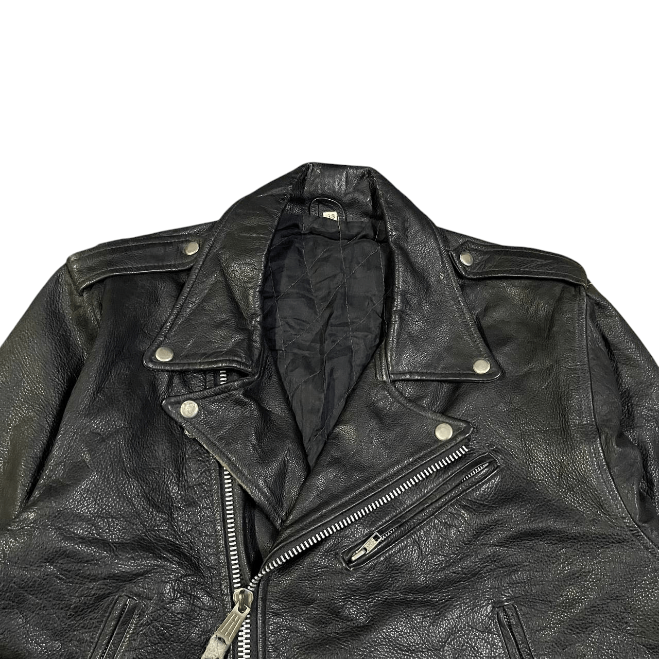 Leather Vintage Motorcycle Rider Leather Jacket Double Collar Size US M / EU 48-50 / 2 - 2 Thumbnail