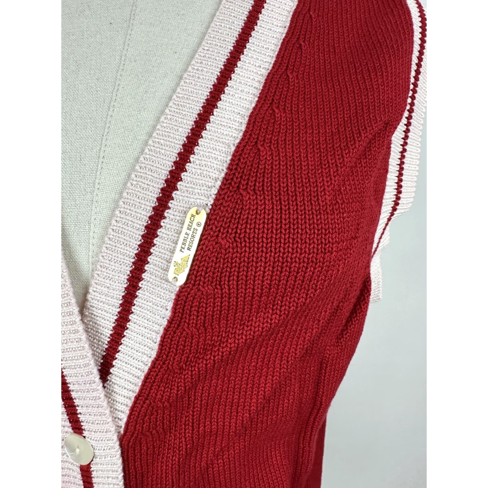 Vintage VINTAGE 90s Sweater Vest Womens Medium Bright Red Striped Golf Preppy Grandma Size M / US 6-8 / IT 42-44 - 4 Thumbnail