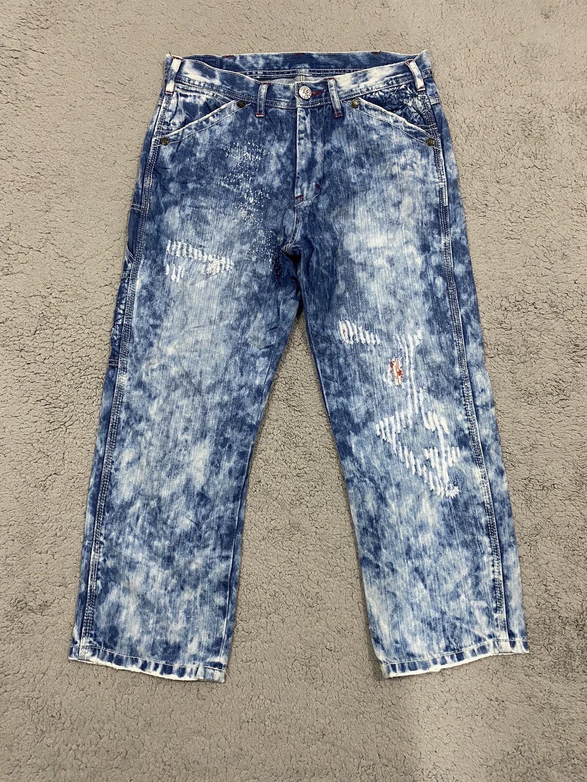 If Six Was Nine Japanese Brand Patchwork Acid Wash Denim Size US 31 - 2 Thumbnail