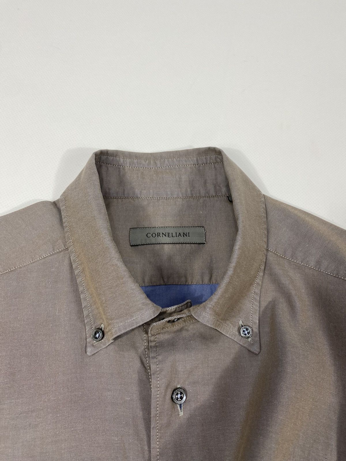 Corneliani Corneliani Indigo Brown Two Tone Light Bronze Shirt Size US L / EU 52-54 / 3 - 8 Thumbnail