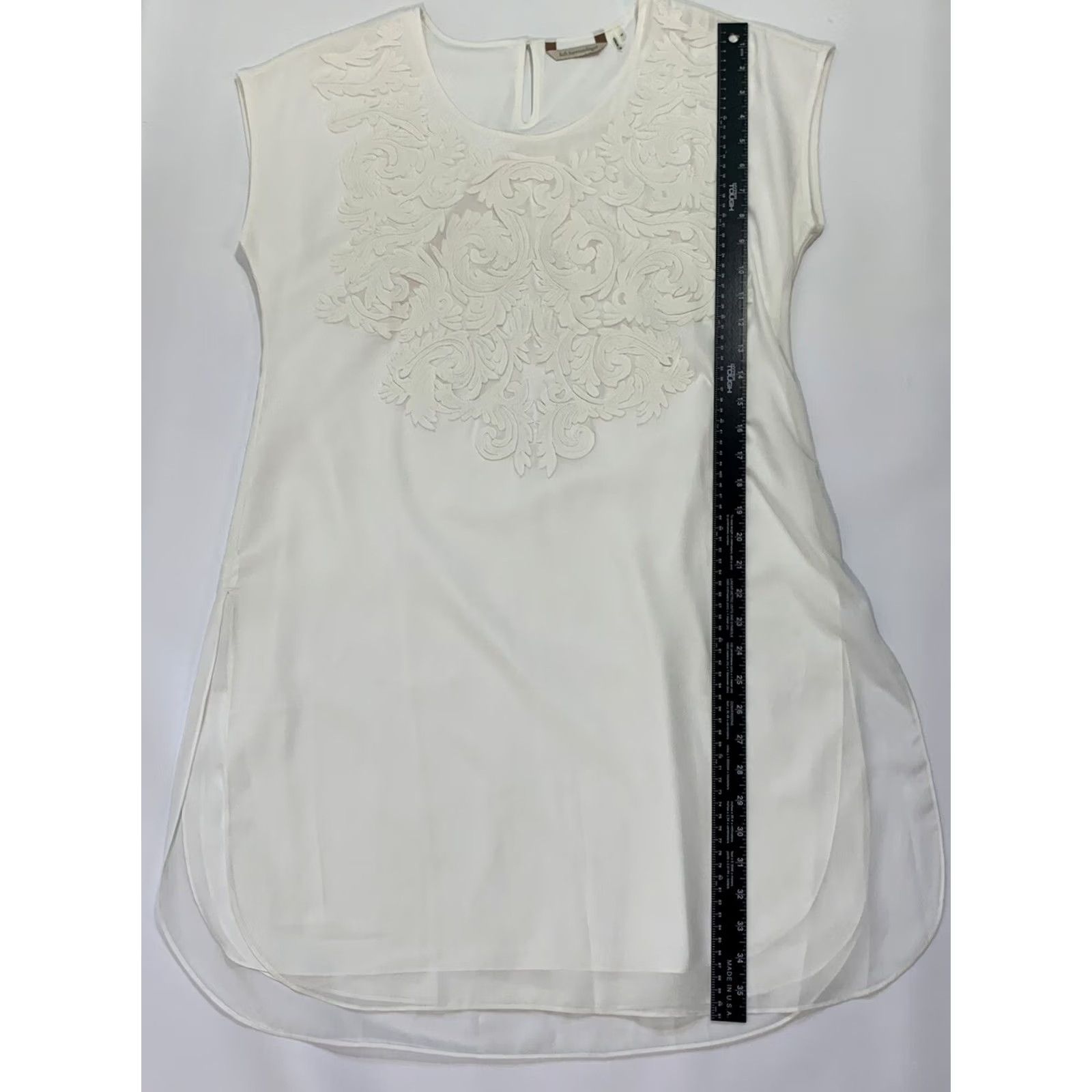 Soft Surroundings Soft Surroundings Kurti Shirt Womens Medium Ivory Sheer Short Sleeve Tunic Dress Long Solid 2020-2029 Fashionable Womens Size M / US 6-8 / IT 42-44 - 6 Thumbnail