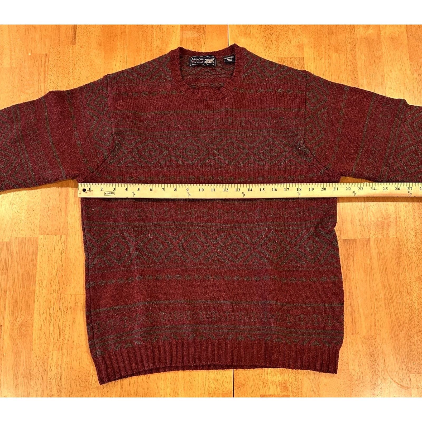 Arrow Arrow Blue Jean Co. Sweater Crewneck Wool M Red Men Medium Ski Vintage No Size US M / EU 48-50 / 2 - 5 Thumbnail