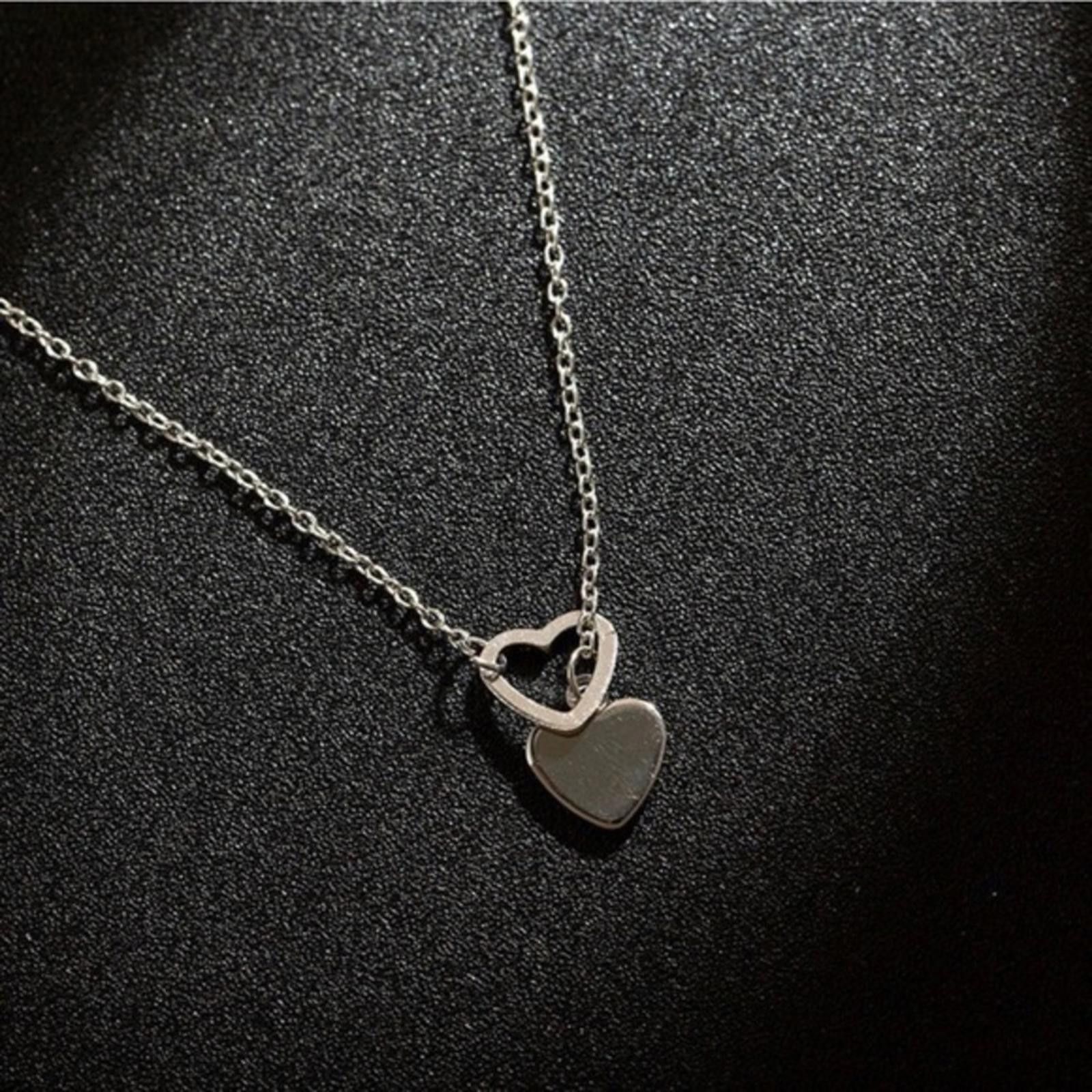 Designer Silver Lariat Double Heart Twist Heart Pendant Necklace Size ONE SIZE - 3 Thumbnail