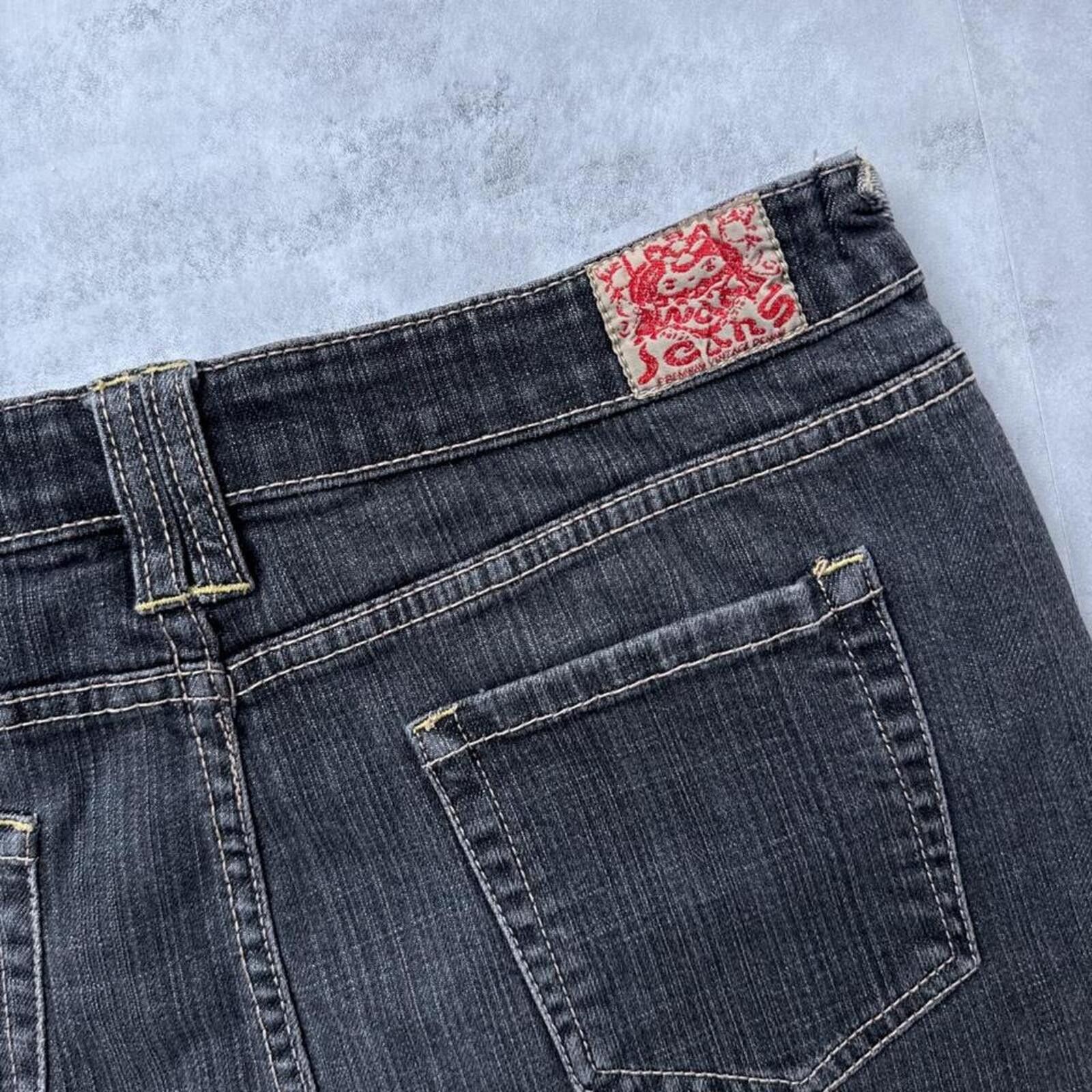 Other Y2K Wax Jeans Black Denim Mini Skirt Size 32" / US 10 / IT 46 - 5 Thumbnail
