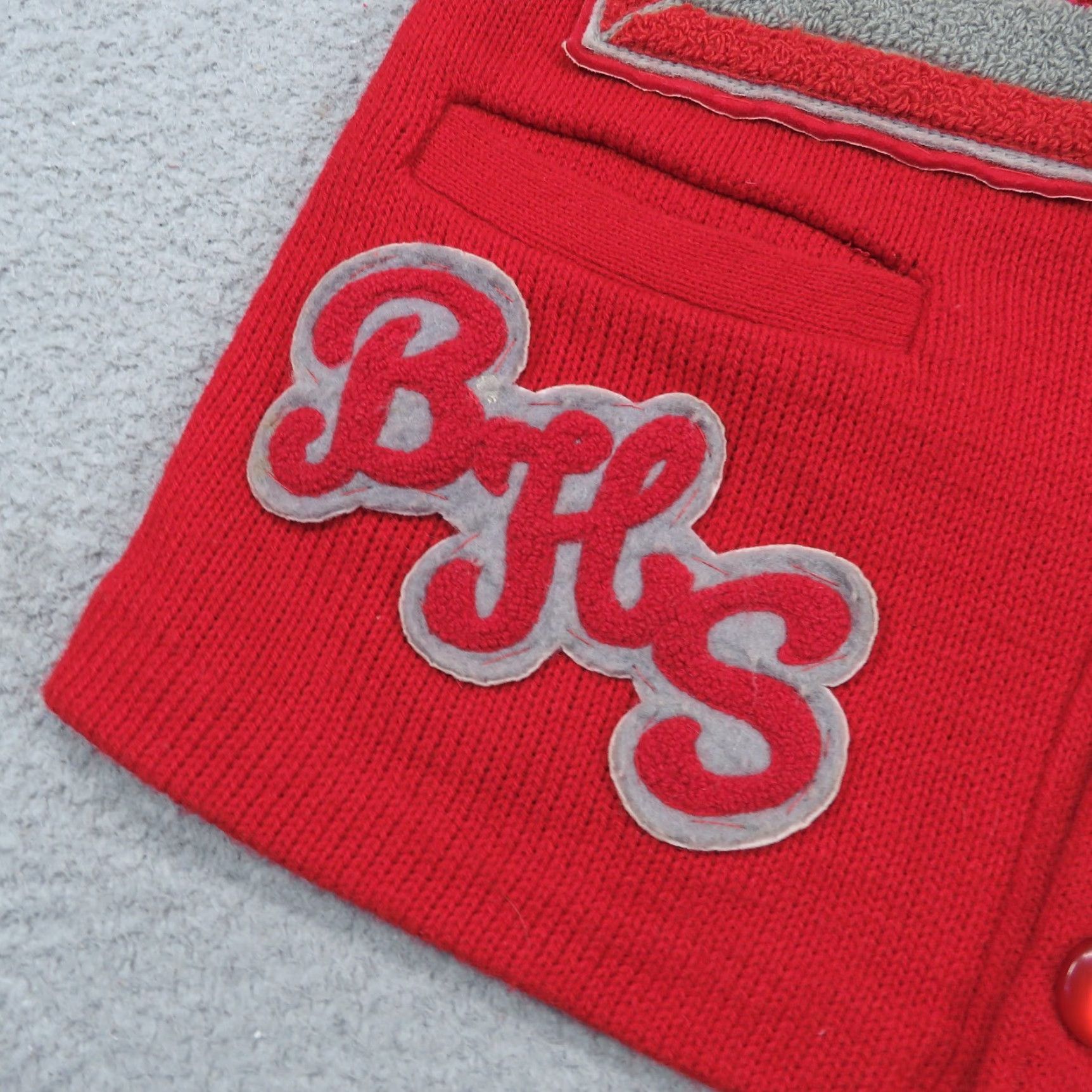 Vintage VINTAGE Varsity Sweater 70s Mens Small Red Gray BHS Knit Cardigan Letterman Shirt Size US S / EU 44-46 / 1 - 2 Thumbnail