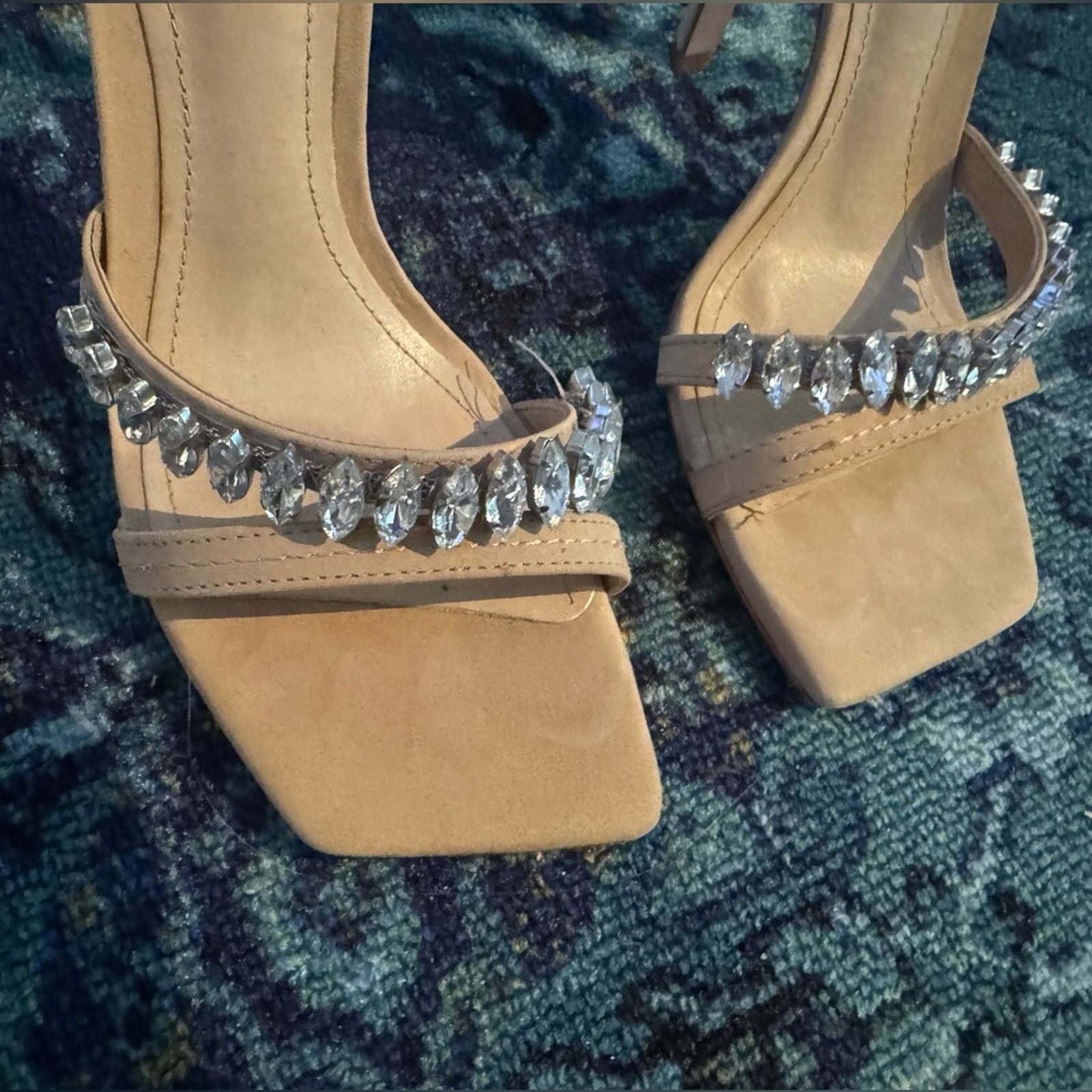 SCHUTZ Schutz $200 Crystal Embellished Leather Sandal Heels size 7 Size US 7 / IT 37 - 2 Thumbnail