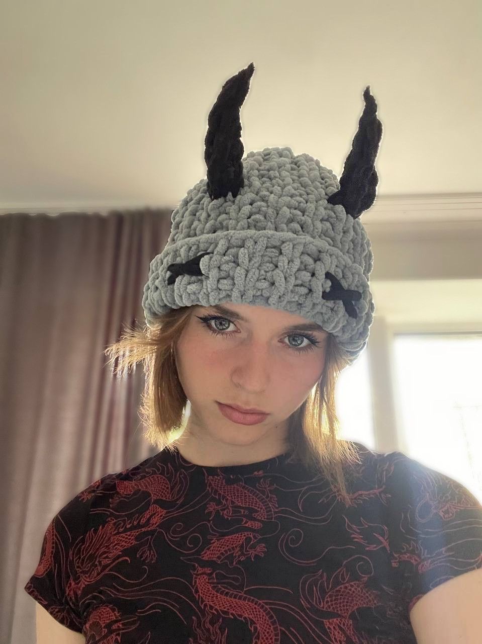 Handmade Handmade knitted hat devil style Size ONE SIZE - 2 Thumbnail