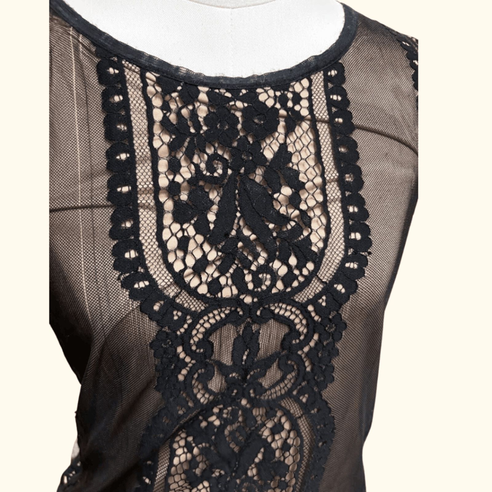 Vintage VTG Lace Tank | Max Studio Black Cream | Y2K Coquette Size S / US 4 / IT 40 - 2 Thumbnail