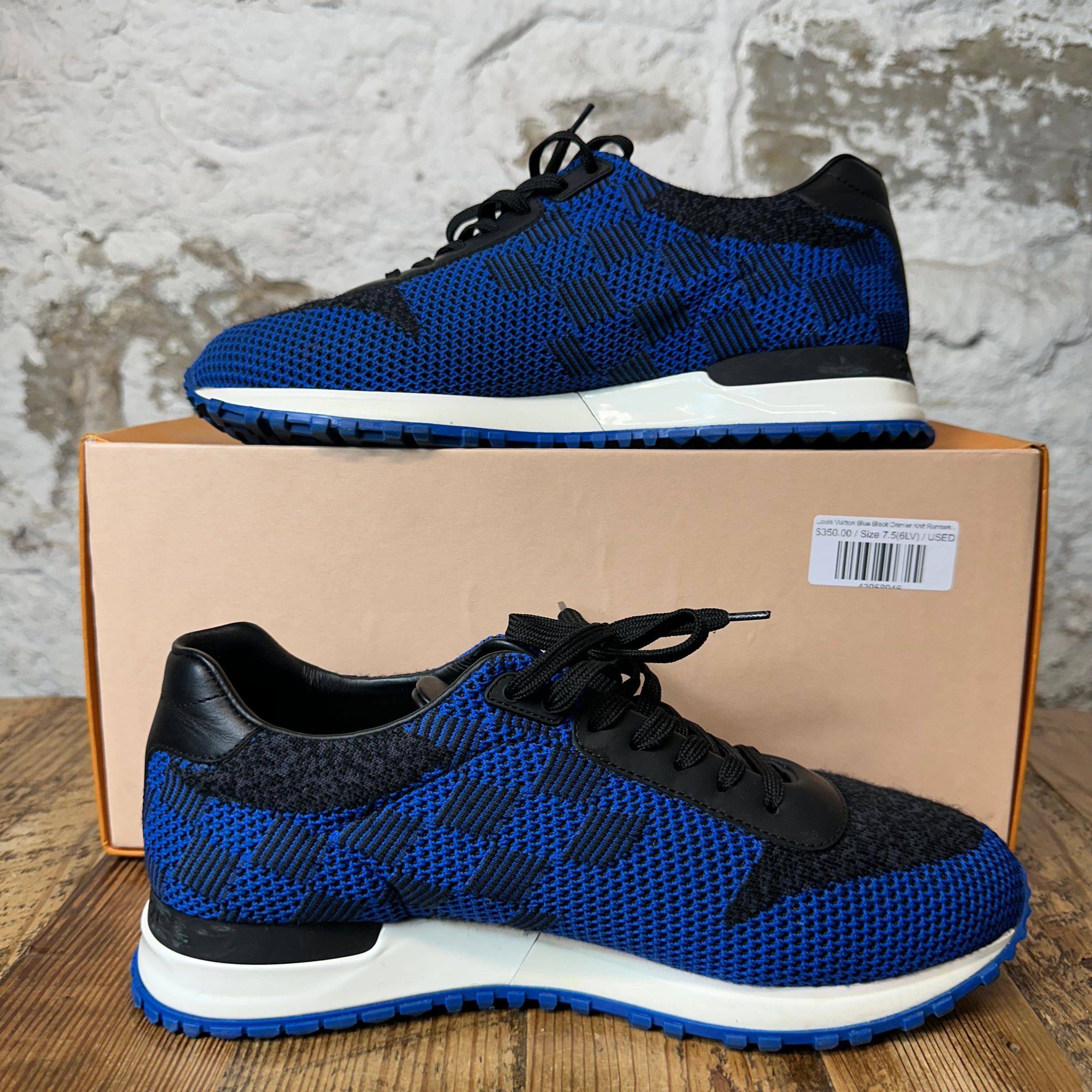 Louis Vuitton Louis Vuitton Blue Black Damier Runaway Sneaker Sz 7.5 (6LV) Size US 7.5 / EU 40-41 - 2 Thumbnail