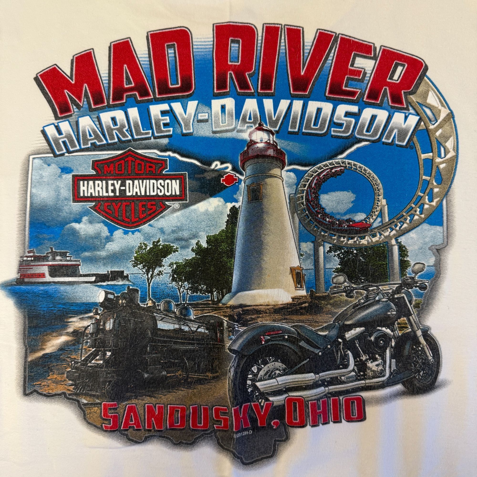 Harley Davidson MAD RIVER OHIO Motorcycle BIKER Theme Park Lighthouse Train Size US L / EU 52-54 / 3 - 1 Thumbnail