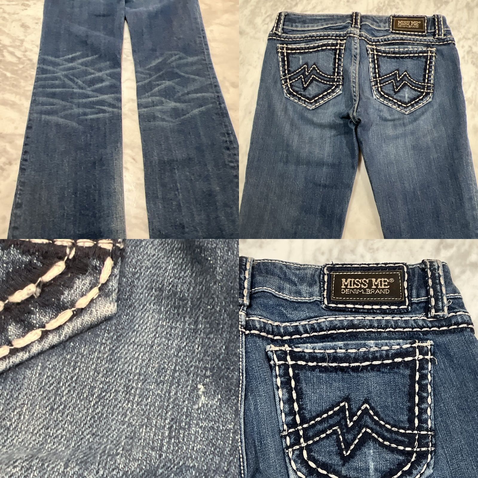 Miss Me Miss Me Jeans Skinny Straight Low Rise 29 Thrashed Cotton Elastn Style JPD1033ST Size 29" - 8 Thumbnail