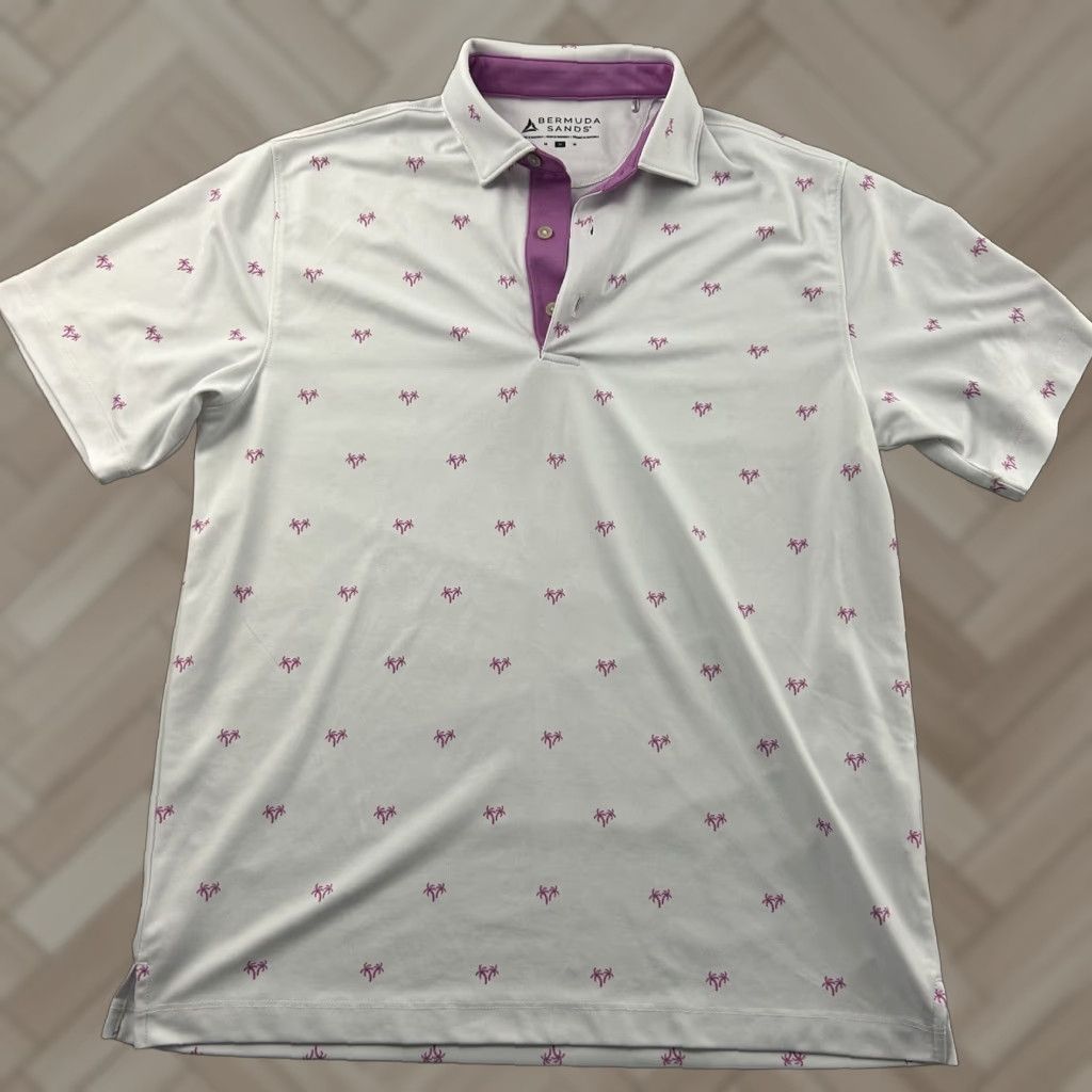 Vintage Bermuda Sands Palm Tree Short Sleeve Golf Polo Shirt Men's Medium White Size US M / EU 48-50 / 2 - 1 Thumbnail