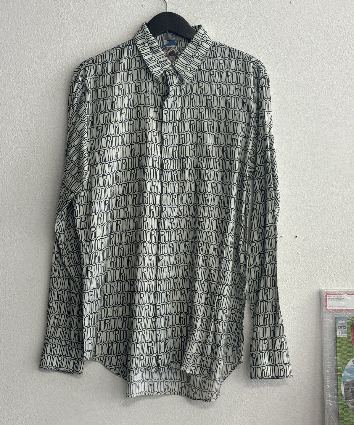 DIOR x SHAWN STUSSY Logo Button Up Shirt White
