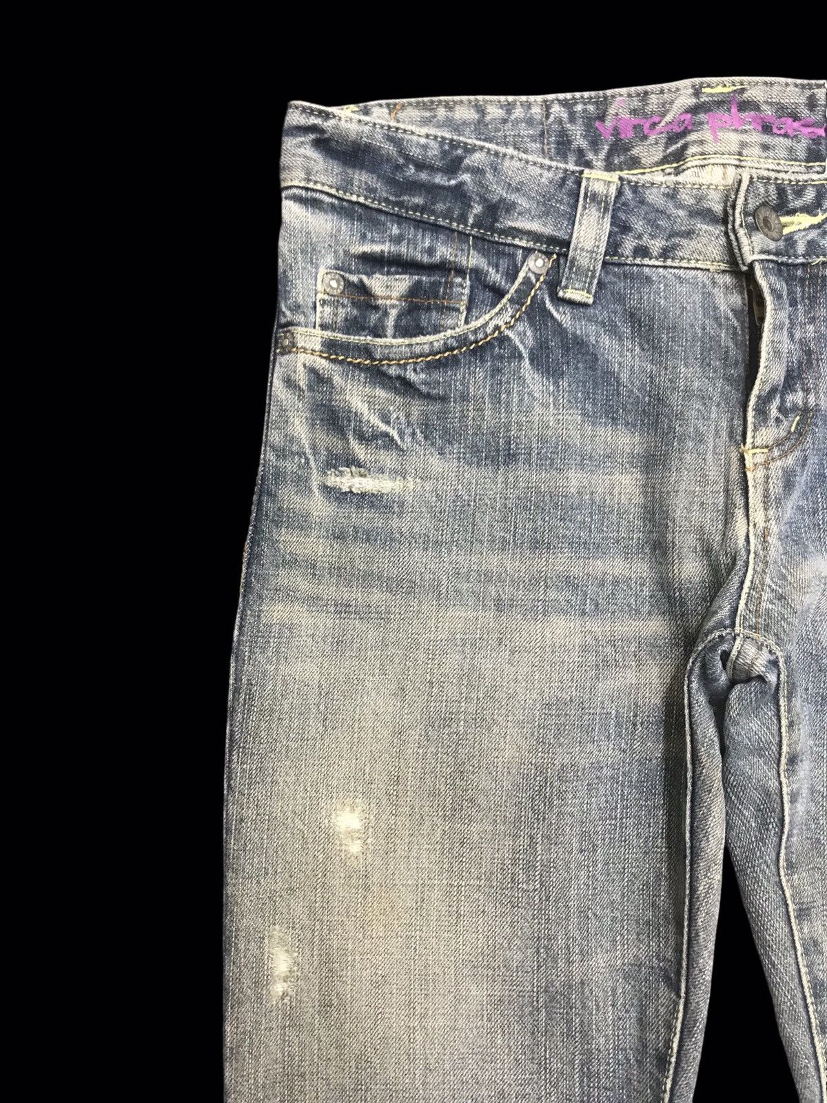 Japanese Brand 💥FLARE💥virca phrase Skinny Flare Distressed Denim F243 Size 30" / US 8 / IT 44 - 4 Thumbnail