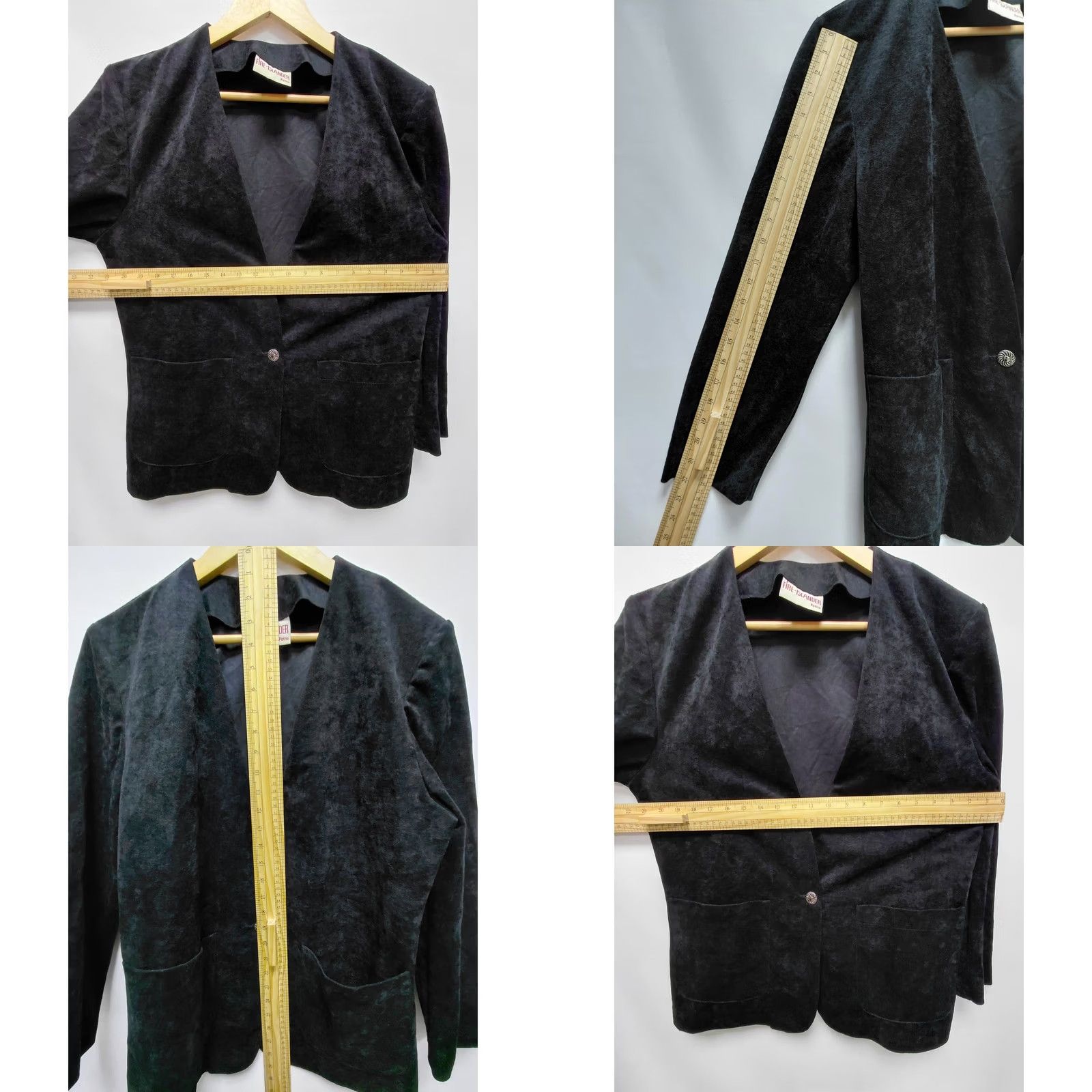 Velvet VINTAGE Fire Islander Petite Blazer Black Velvet 10P Women Size L / US 10 / IT 46 - 8 Thumbnail