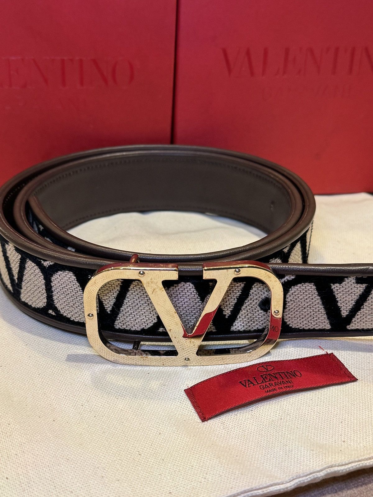 Valentino Garavani Black and Gold Belt