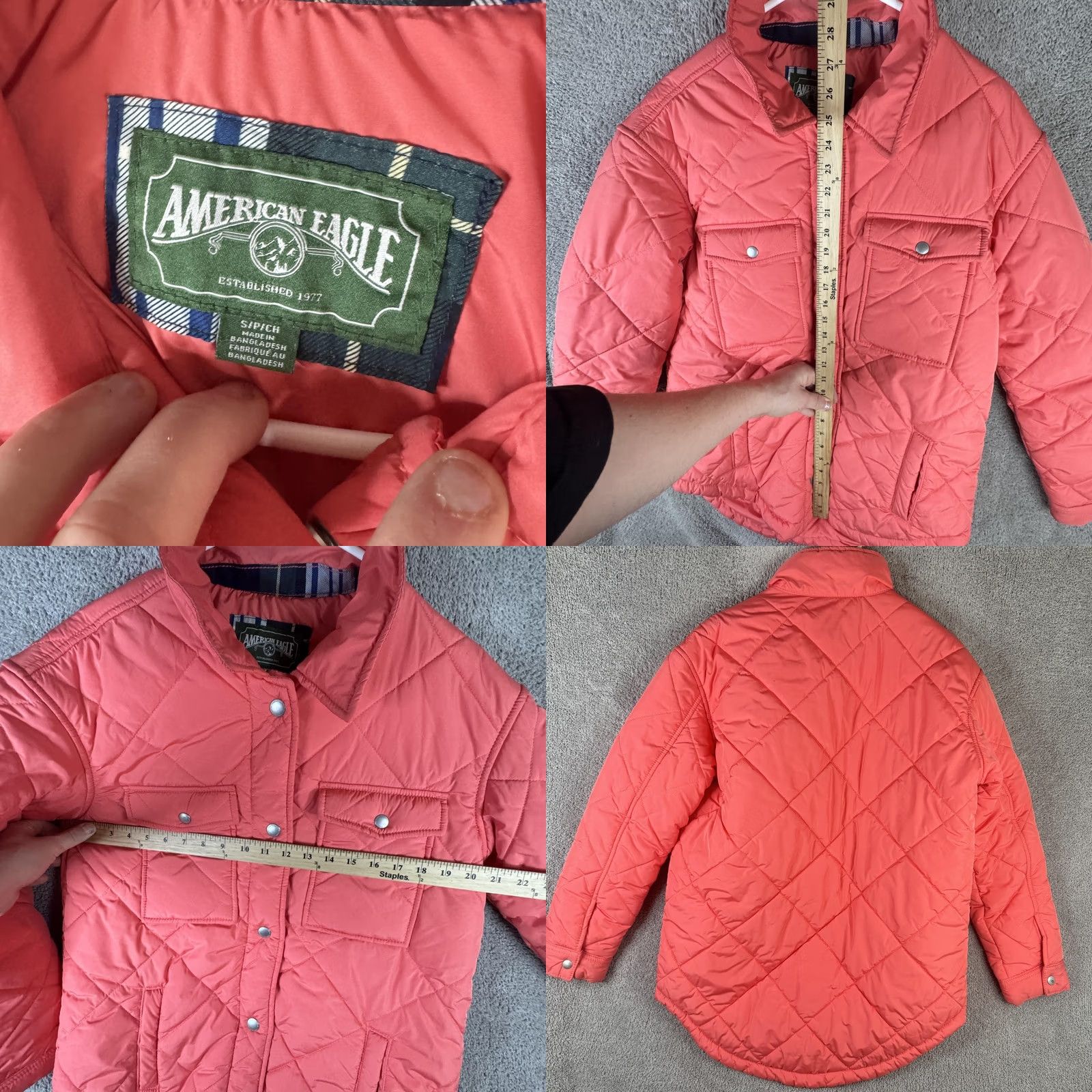 Vintage VINTAGE American Eagle Jacket Womens Small Pink Quilted Snap Front Pockets Puffer Lined Size S / US 4 / IT 40 - 8 Thumbnail