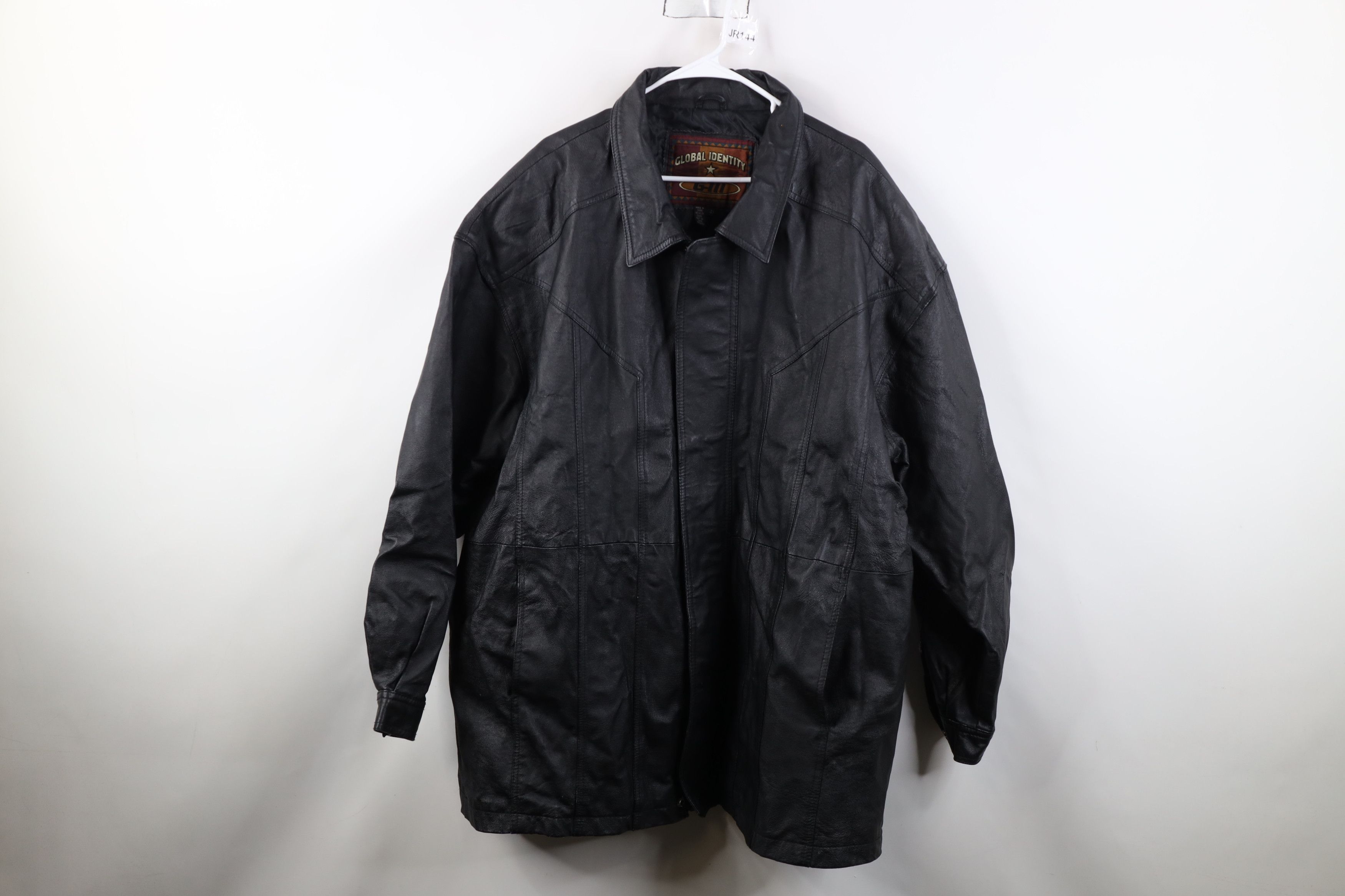 Vintage Vintage 90s Streetwear Full Zip Leather Parka Jacket Black Size US XXL / EU 58 / 5 - 1 Thumbnail