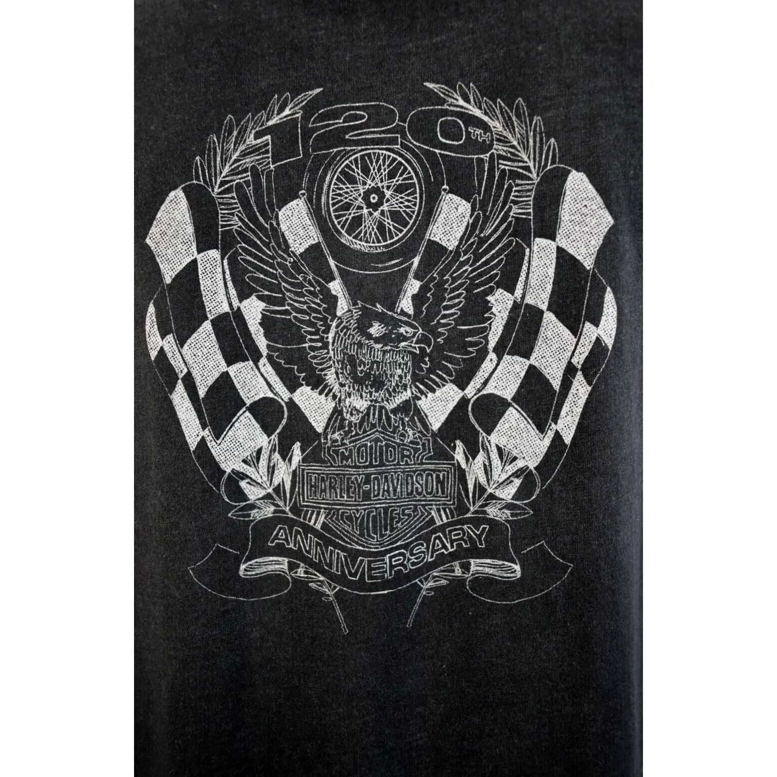 Harley Davidson Harley-Davidson Women's T-Shirt Black 120th Anniversary Racing Flag S Size S / US 4 / IT 40 - 5 Thumbnail