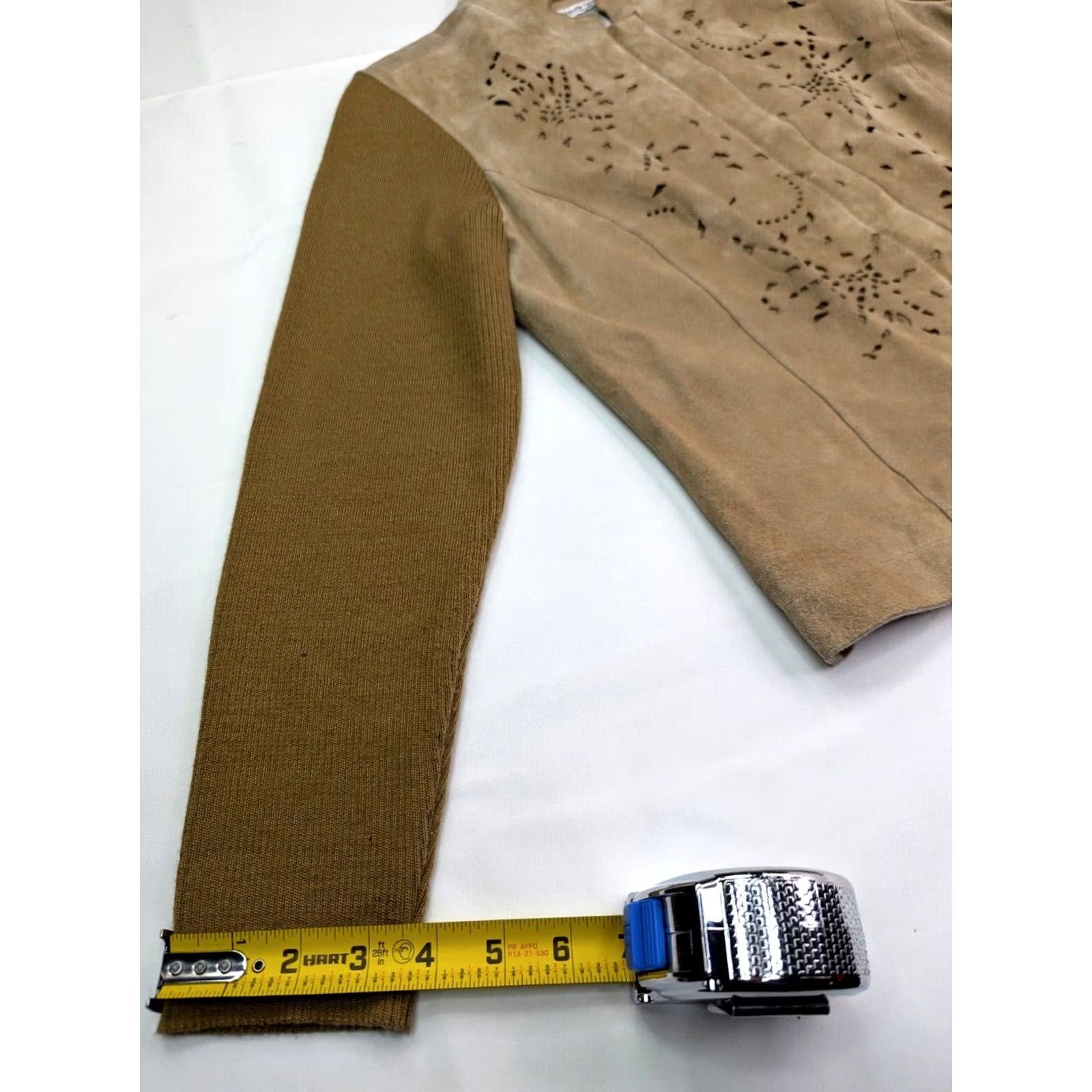 Coldwater Creek COLDWATER CREEK Suede Leather Jacket Women M Zip Crew Neck w Ribbed Sleeves Size M / US 6-8 / IT 42-44 - 4 Thumbnail