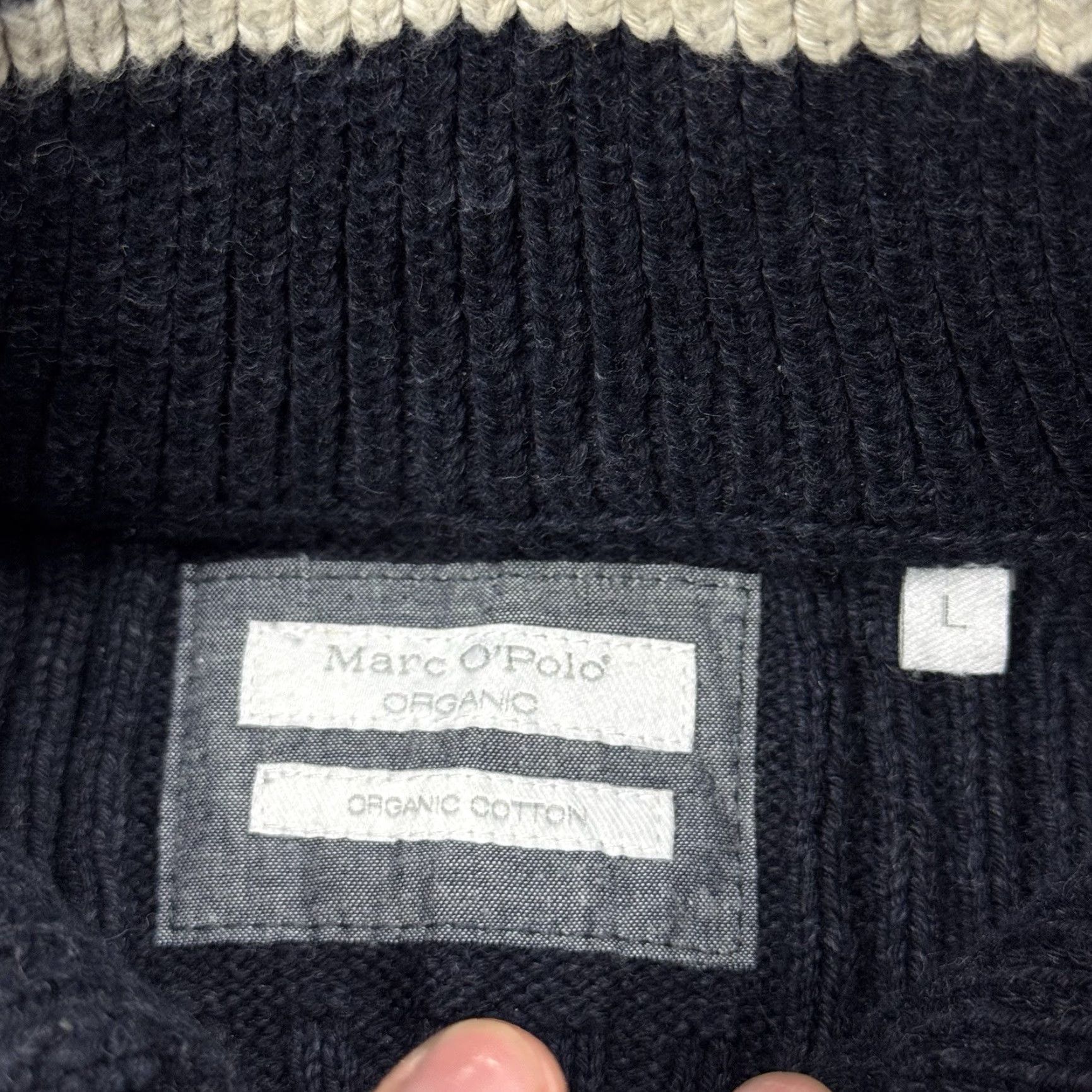 Marc O'Polo MARC O'POLO MEN'S HIGH NECK CARDIGAN SWEATER METAL BUTTON ORGANIC COTTON LARGE NAVY BLUE Size US L / EU 52-54 / 3 - 4 Thumbnail