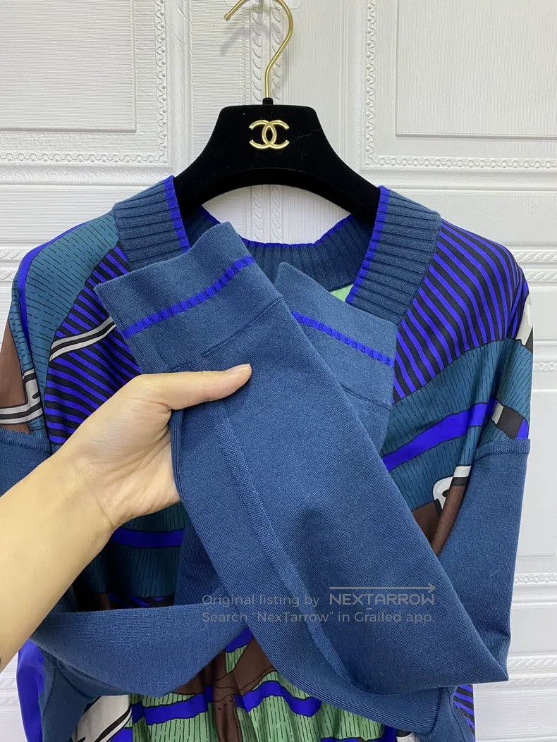 Hermes Hermes Blue Silk and Wool Top Size XXS / US 00 / IT 34 - 2 Thumbnail