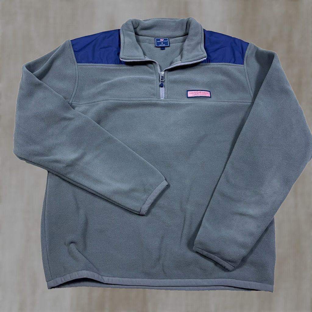 Vineyard Vines Vineyard Vines Sweater Men Small Gray Blue Pullover 1/4 Zip Fleece Sweatshirt Size US S / EU 44-46 / 1 - 1 Thumbnail