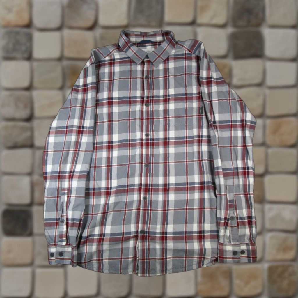 Vintage Columbia Shirt Mens Large Blue Gray Red Cotton Flannel Button-Up Size US L / EU 52-54 / 3 - 1 Thumbnail