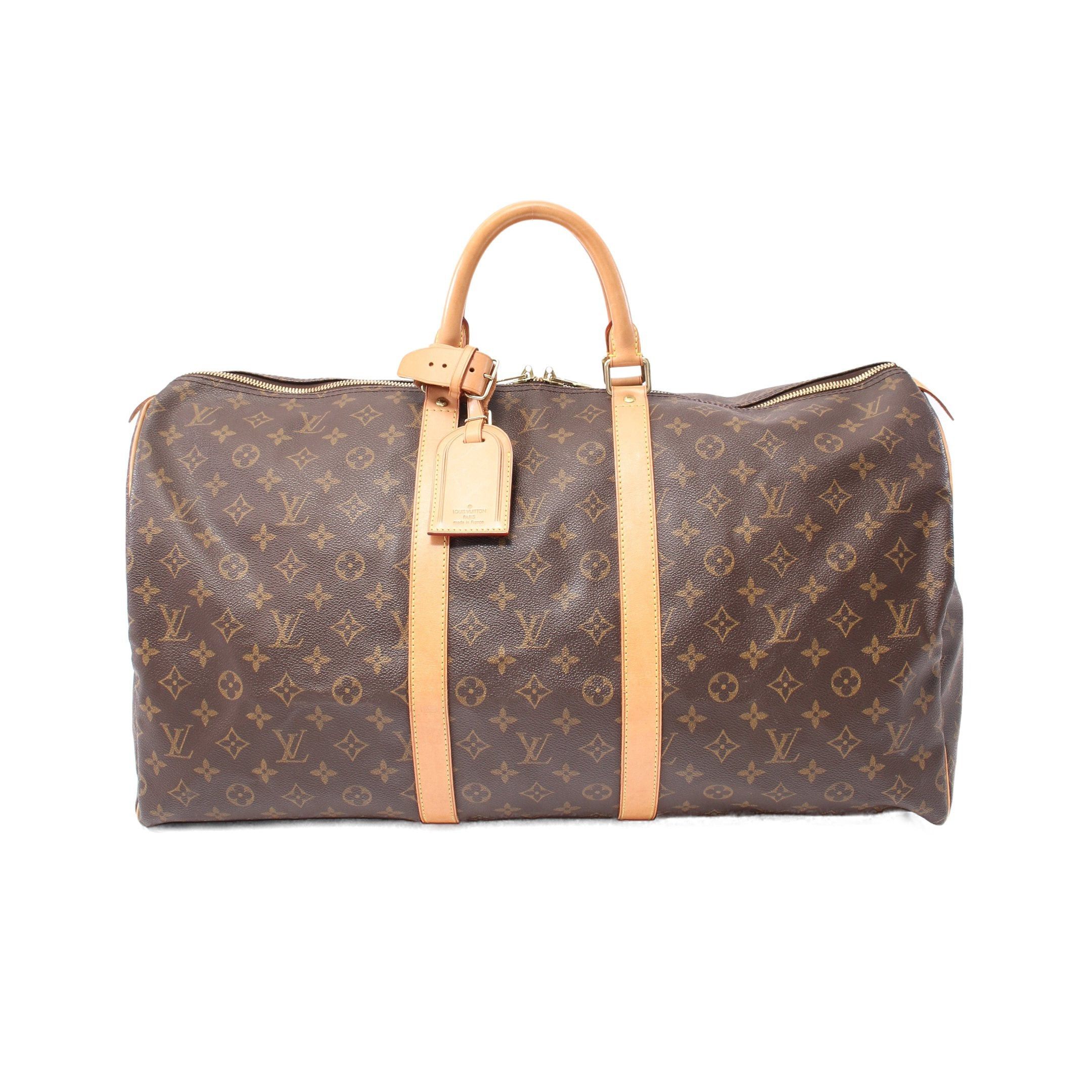 Louis Vuitton Louis Vuitton Keepall 55 Monogram Boston Bag Leather Brown Size ONE SIZE - 1 Thumbnail