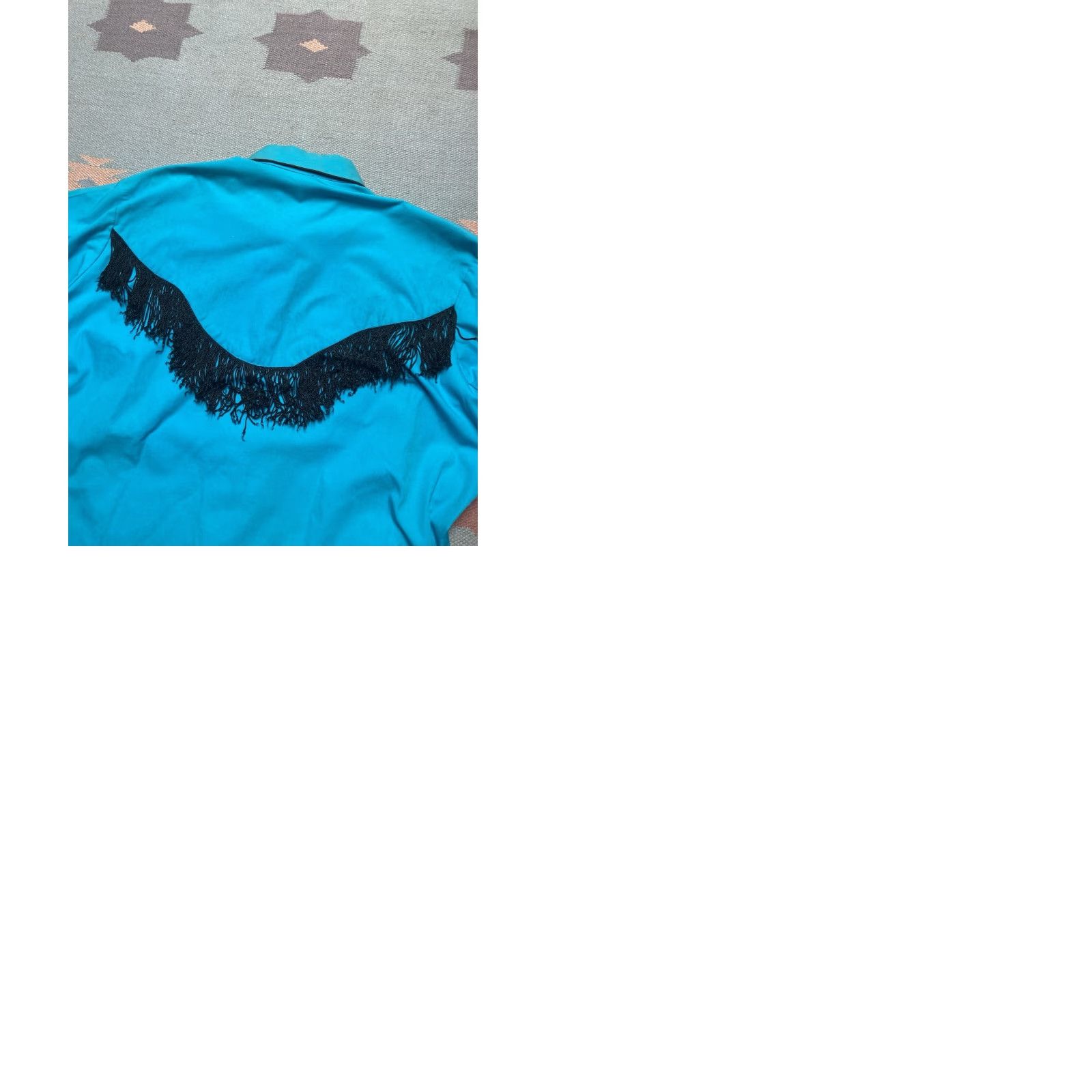Wrangler VINTAGE Wrangler Pearl snap shirt teal blue fringe tassels western cowboy XL Shirt Mens Long Sleeve Button-Up Size US XL / EU 56 / 4 - 9 Thumbnail