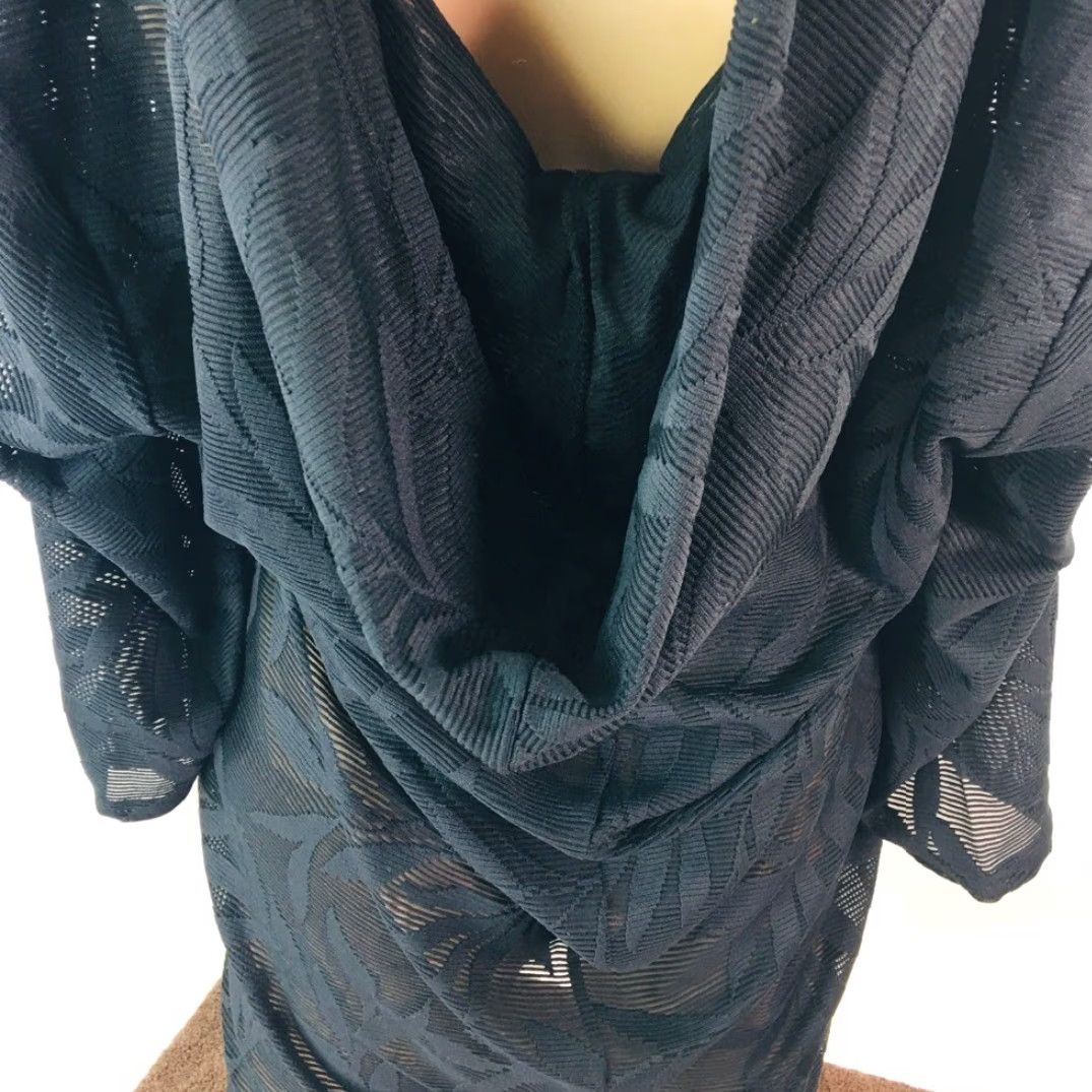 Vintage Coastal Blue Womens Cover Up Swimdress Black Floral Stretch V Neck Slit S New Size S / US 4 / IT 40 - 6 Thumbnail