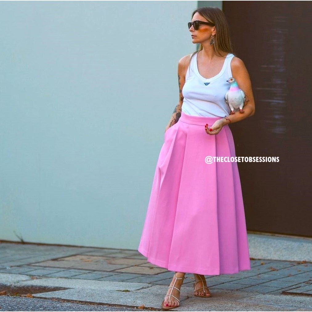 Zara ZARA A-Line Midi Skirt NWT LAST ONE!!! Size 29" - 4 Thumbnail