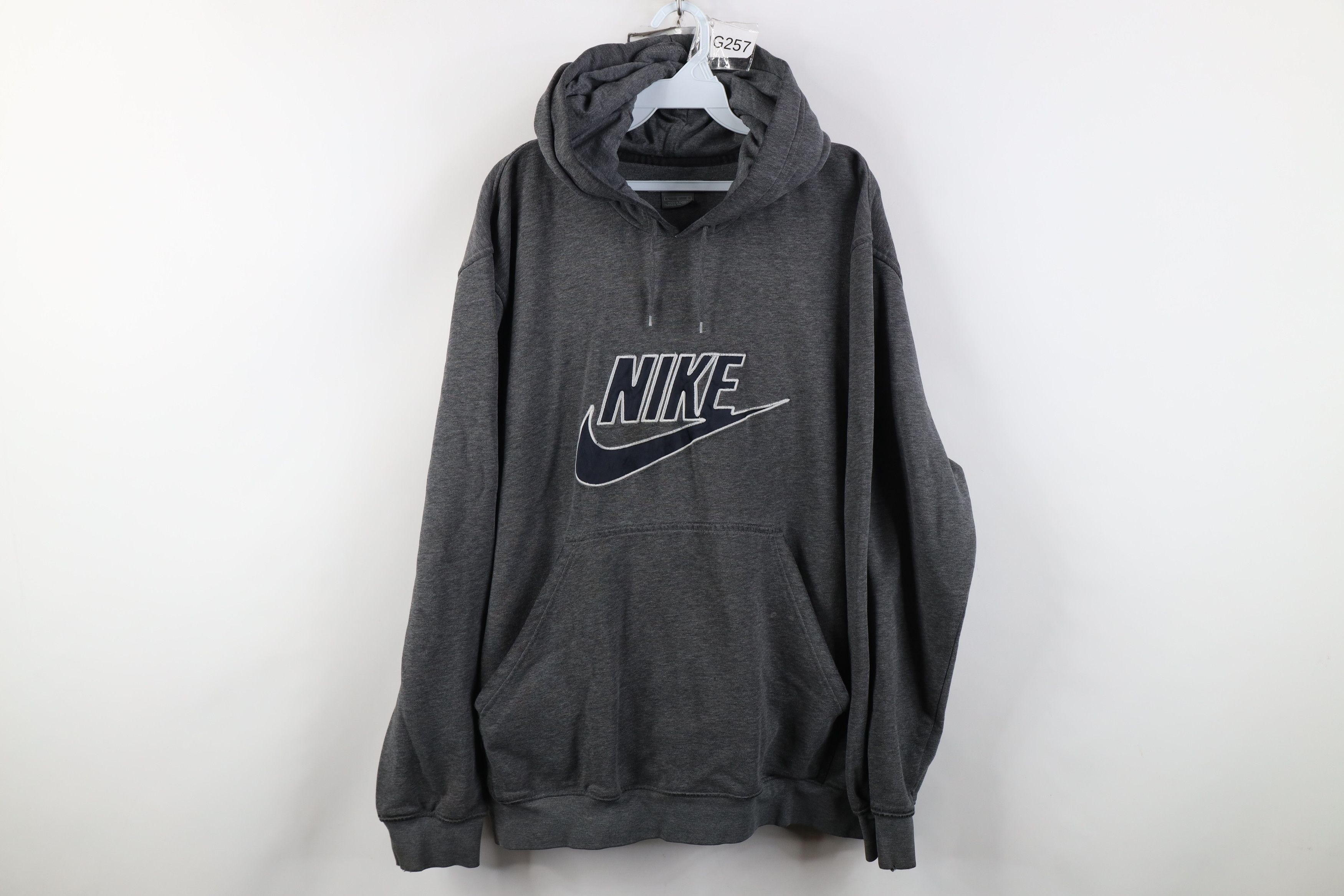 Nike Vintage Y2K Nike Big Swoosh Hoodie Sweatshirt Heather Gray Size US L / EU 52-54 / 3 - 1 Thumbnail