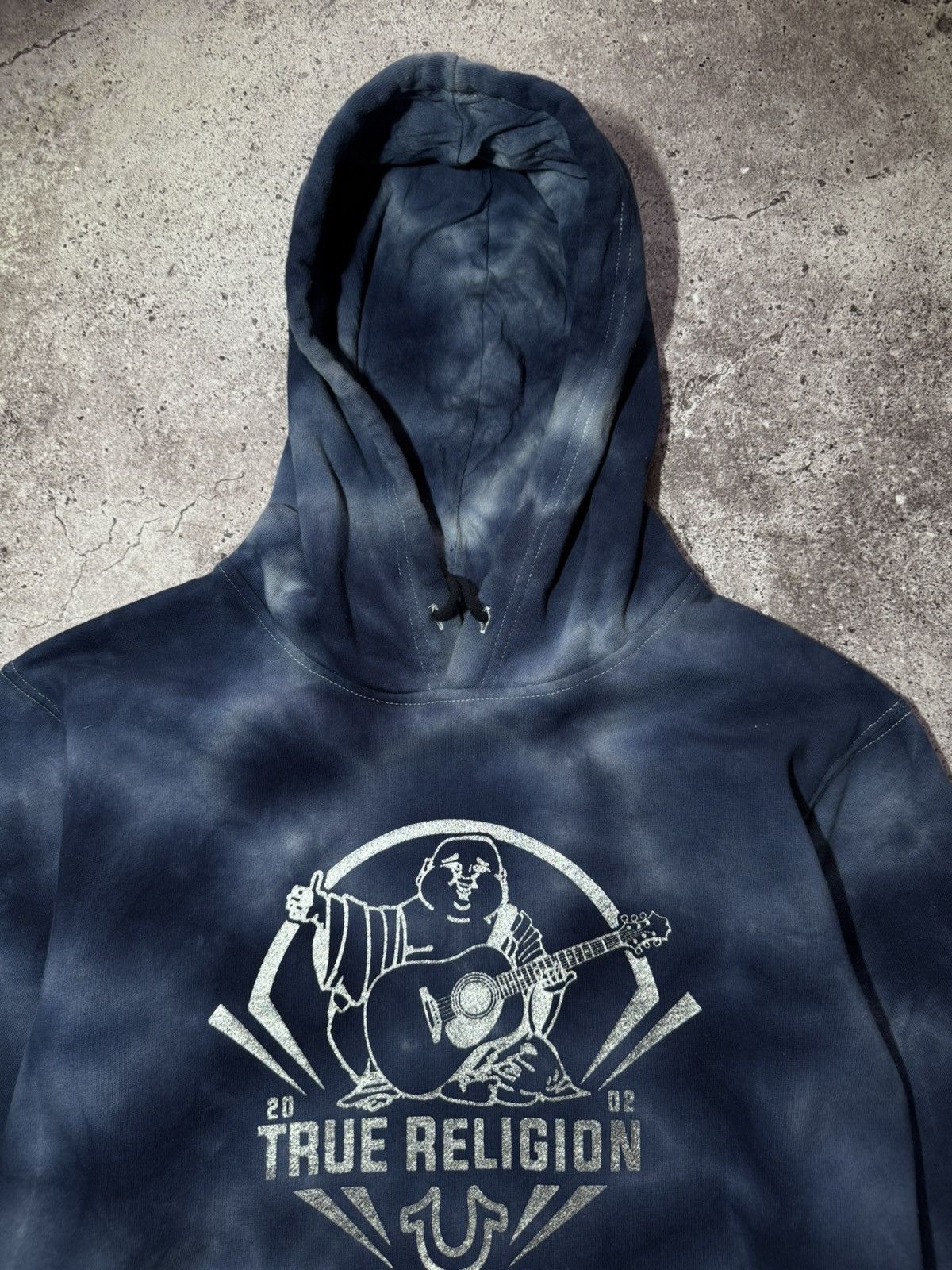 Japanese Brand × True Religion × Vintage True Religion Big Logo Blue Budda Tie Dye Hoodie Vintage Size US XL / EU 56 / 4 - 3 Thumbnail