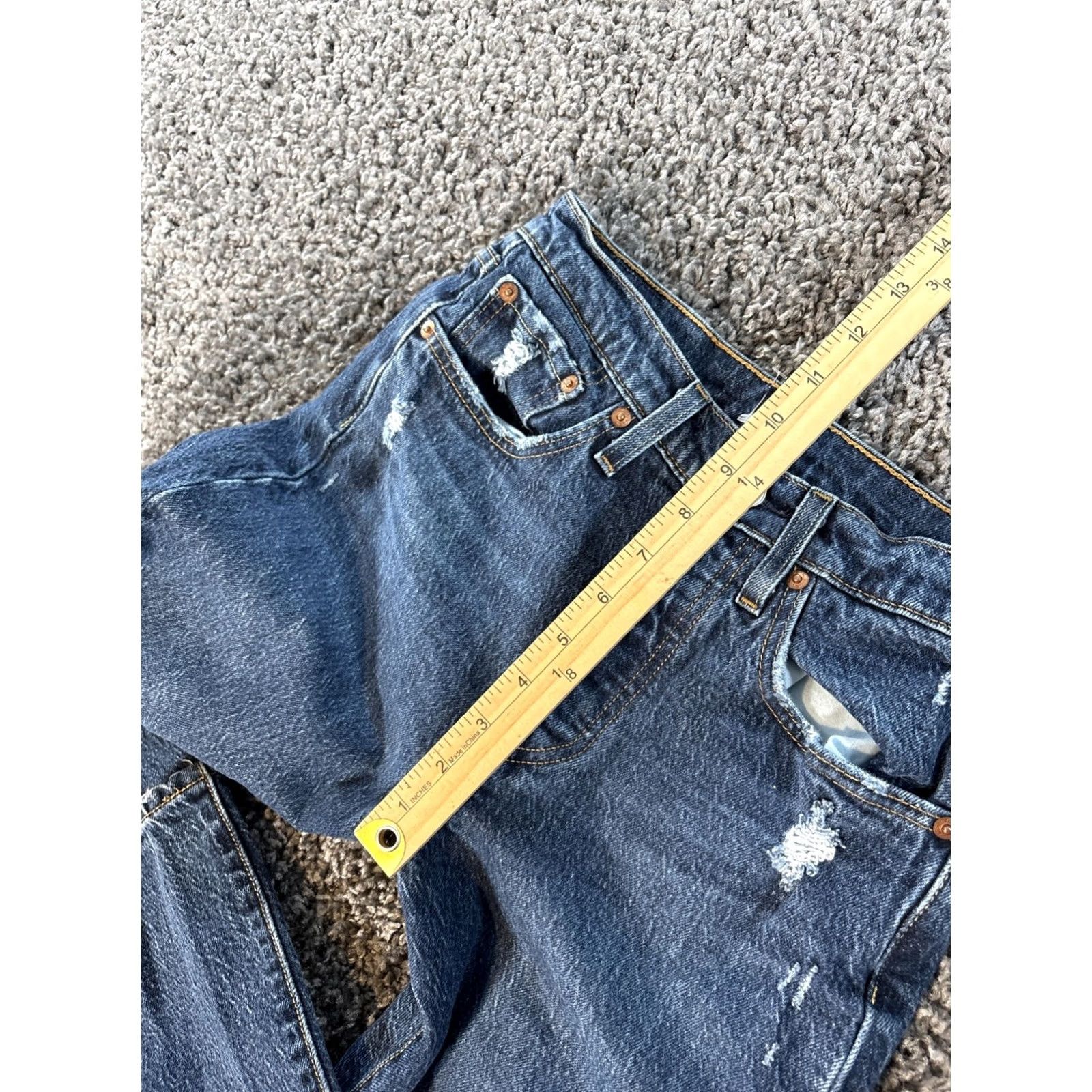 Levi's Levi's 501 Jeans Womens 26x26 Button Fly Distressed High Rise Dark Wash Jeans Mens Womens Girls Size 26" / US 2 / IT 38 - 5 Thumbnail