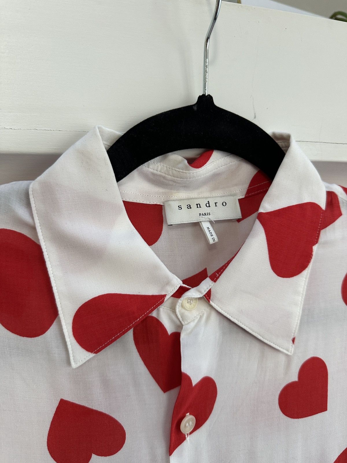 Sandro Button Up With Hearts All Over Size US S / EU 44-46 / 1 - 2 Thumbnail