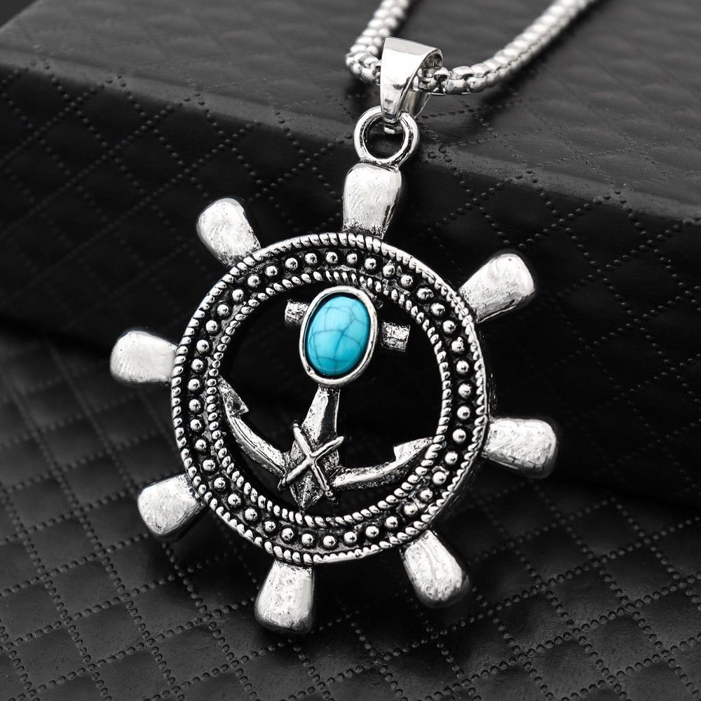 Jewelry Viking Anchor Compass Pendant Necklace Size ONE SIZE - 6 Thumbnail