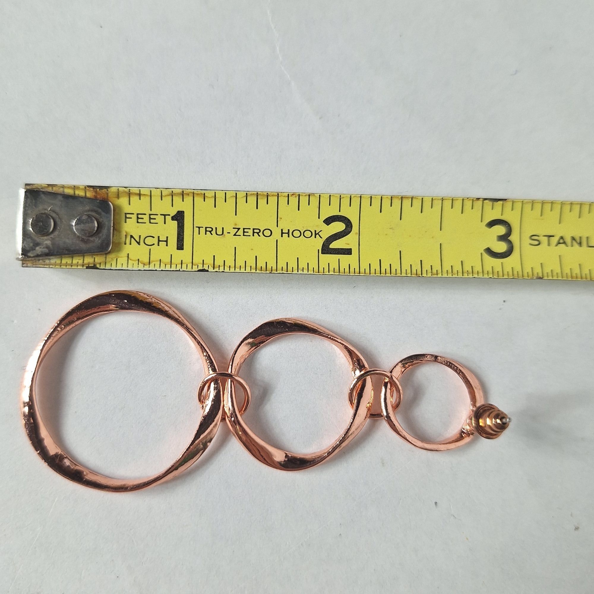 Other Rose Gold Tone Hammered Graduated Triple Circle Drop Dangle Size ONE SIZE - 3 Thumbnail