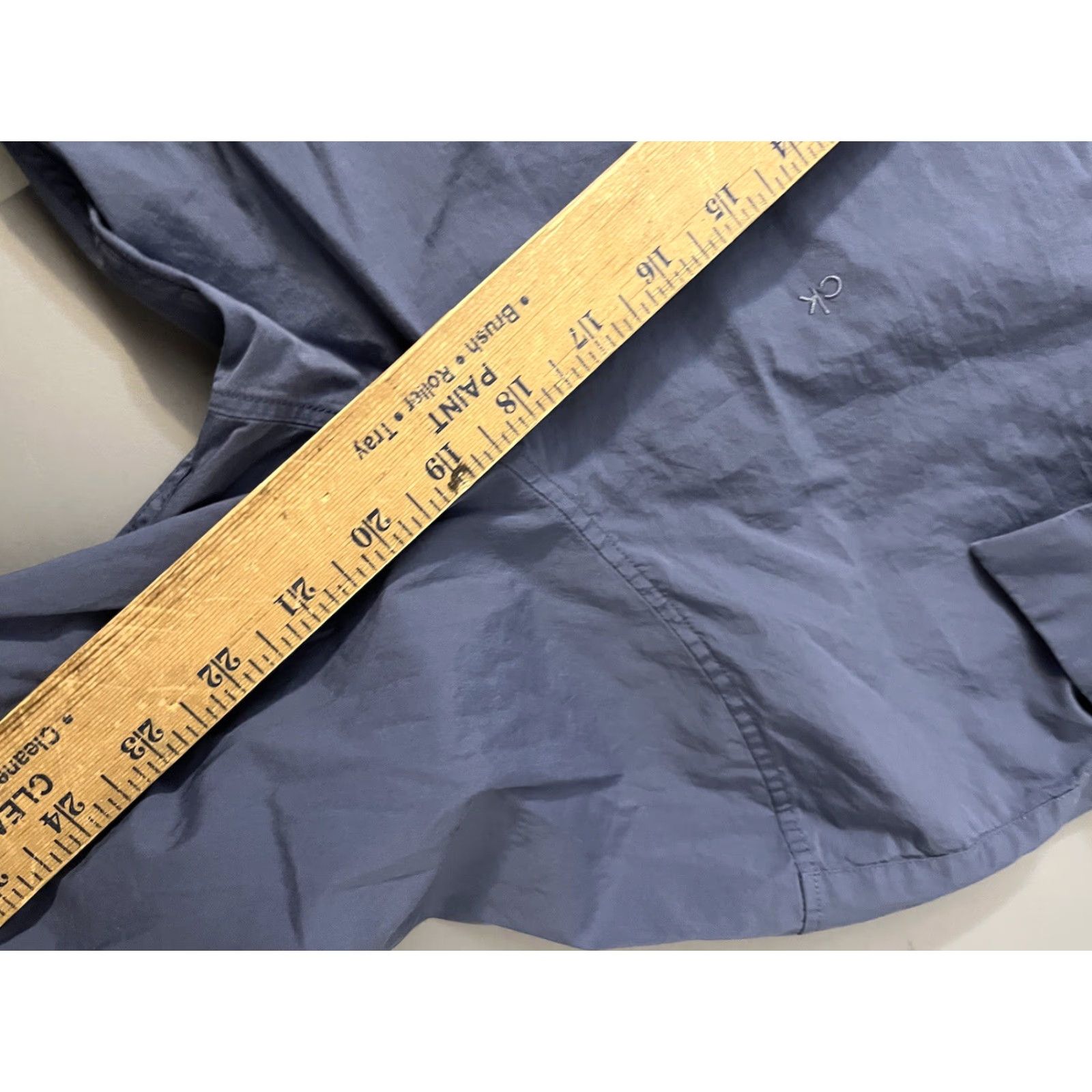 Calvin Klein Calvin Klein Shirt Men Button Dress Shirt Reg Fit Large Blue Solid Size 42R - 5 Thumbnail