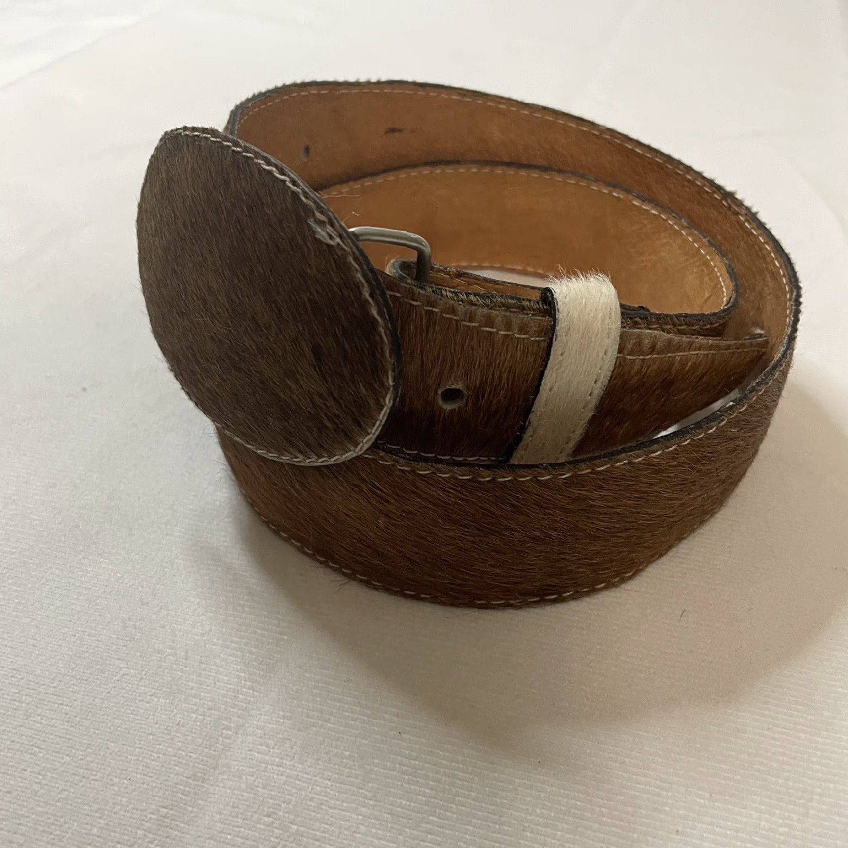 Imperial VTG Handmade Imperial Mexico Longhorn Fur Leather Cowhide Belt Western Tribal Men Belt Size ONE SIZE - 2 Thumbnail