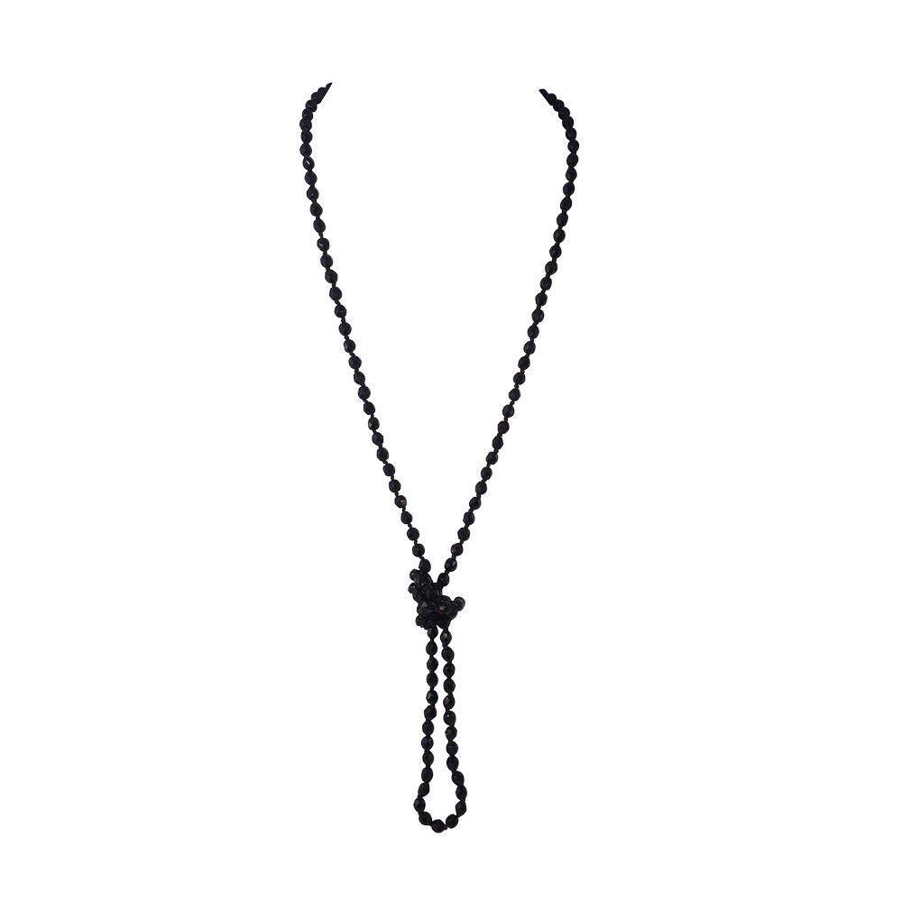 Designer French Jet Faceted Glass Bead Flapper Necklace Size ONE SIZE - 2 Thumbnail