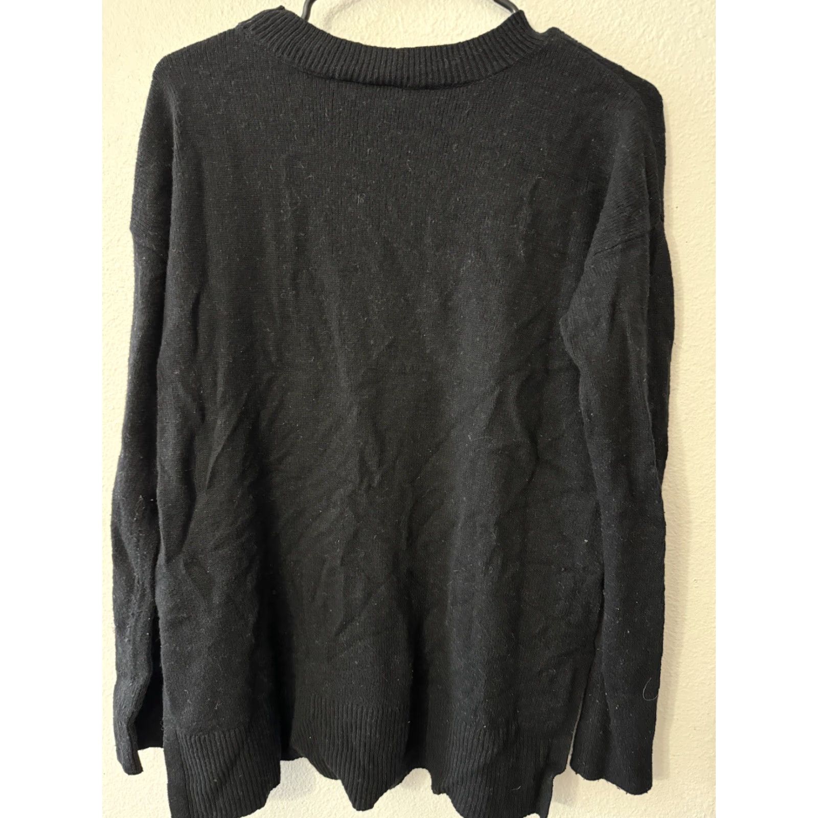 Gap GAP Women's Large Black Cotton Blend Crew Neck Long Sleeve Sweater Pullover Size L / US 10 / IT 46 - 3 Thumbnail