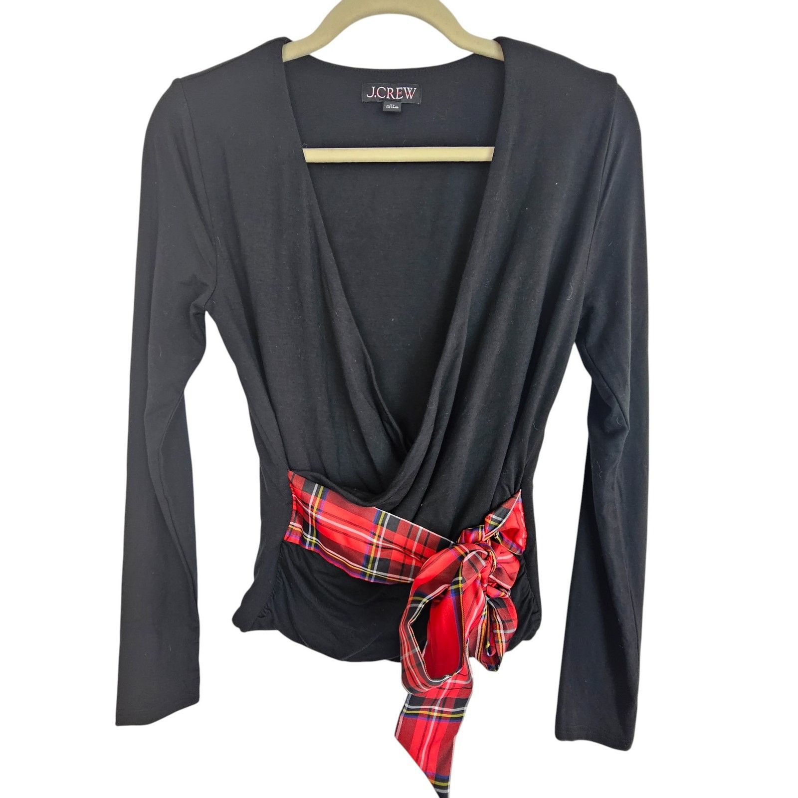 J.Crew J. Crew Womens Formknit Surplice Plaid Belted Top XS Preppy Size XS / US 0-2 / IT 36-38 - 2 Thumbnail