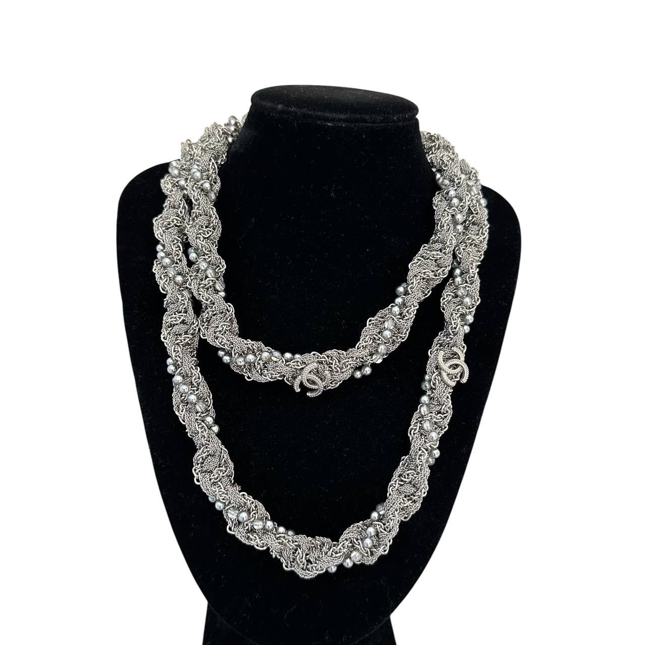 Chanel Chanel Multi-Layer Silver Tone Chain Necklace A18 Size ONE SIZE - 1 Thumbnail