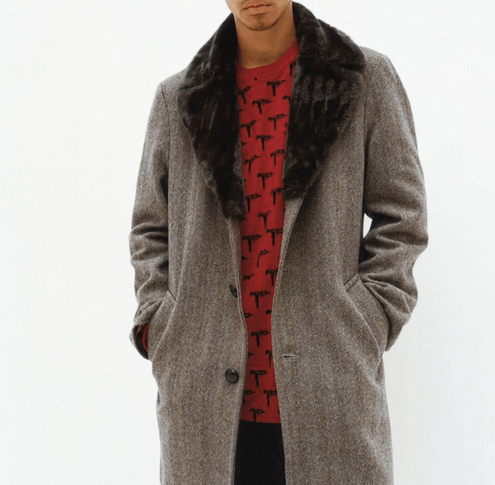 Supreme Fur Collar Tweed Coat 15AW
