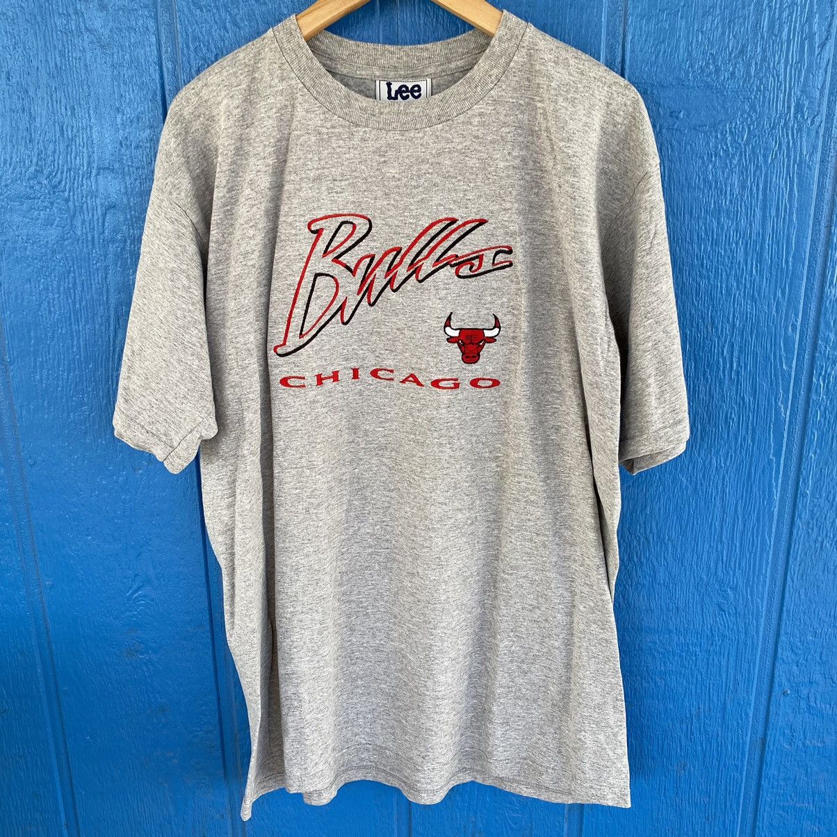Nutmeg Vintage Bulls T Shirt Lee Sport Large Gray 90s Embroidered Size US L / EU 52-54 / 3 - 2 Thumbnail
