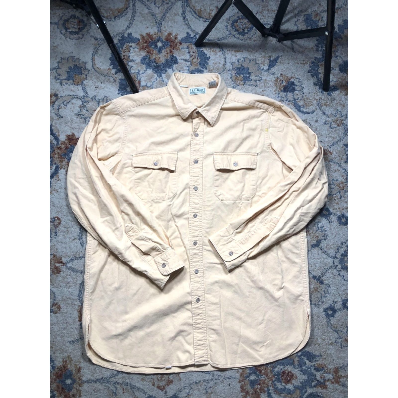 Vintage VINTAGE L.L.Bean Chamois Cloth Shirt Mens Tall XL Yellow Heavyweight 90s Button-Up Long Sleeve Size US XL / EU 56 / 4 - 2 Thumbnail