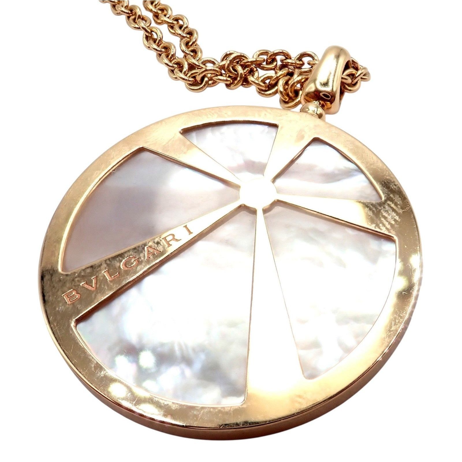 Bvlgari Bulgari Intarsio 18k Gold Diamond Mother of Pearl Necklace Size ONE SIZE - 4 Thumbnail