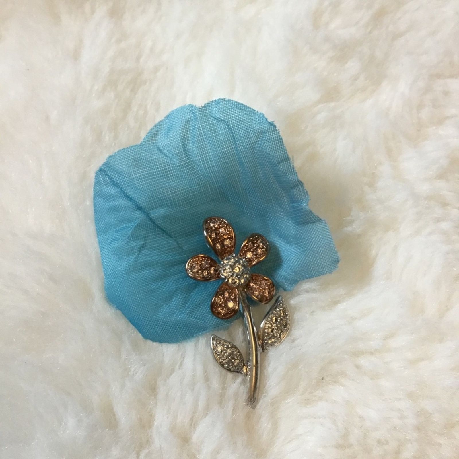Other Sterling Silver Petal Two-Tone Crystals Pendant Size ONE SIZE - 3 Thumbnail