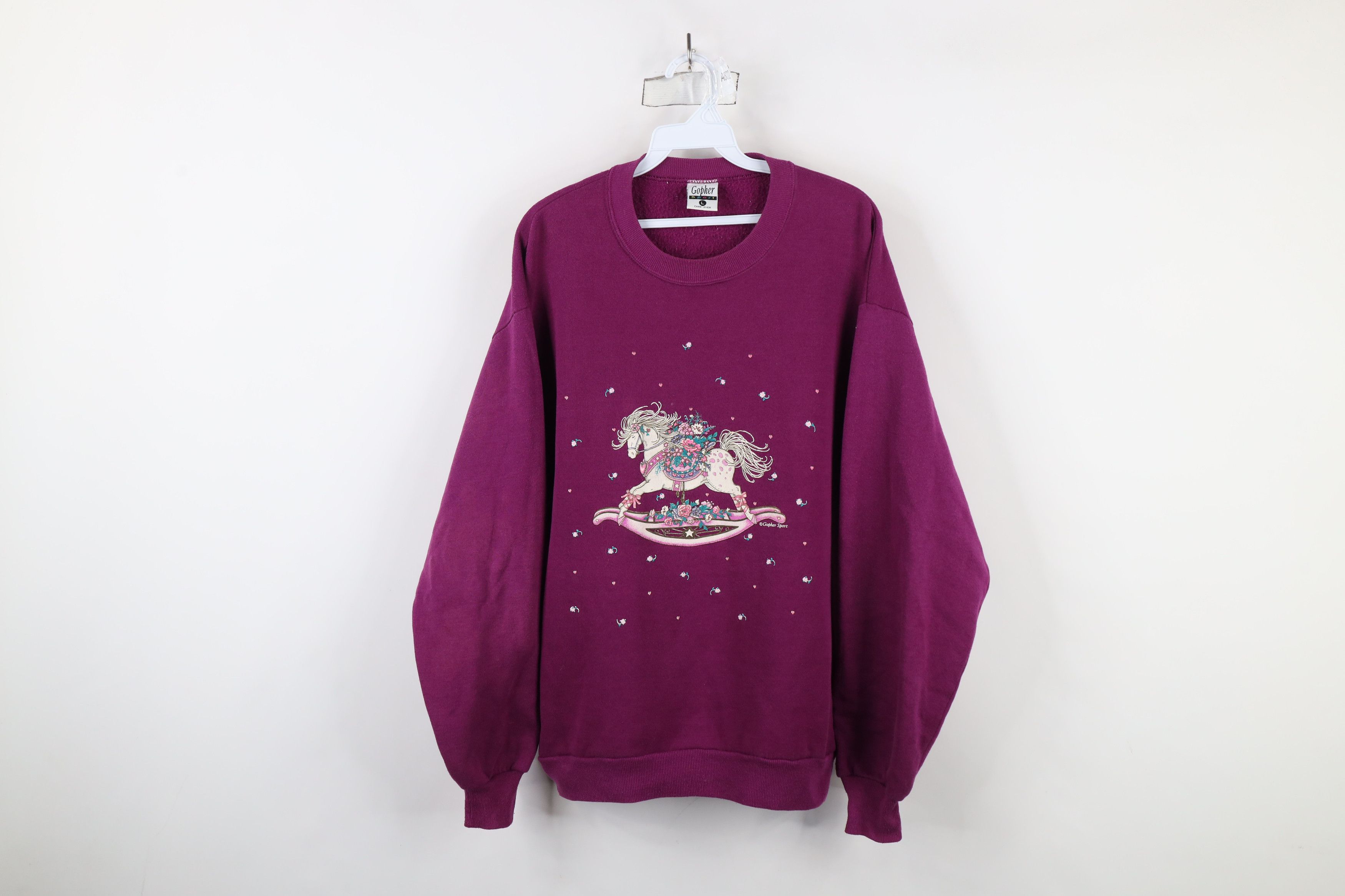 Vintage Vintage 90s Streetwear Flower Rocking Horse Sweatshirt USA Size L / US 10 / IT 46 - 1 Thumbnail